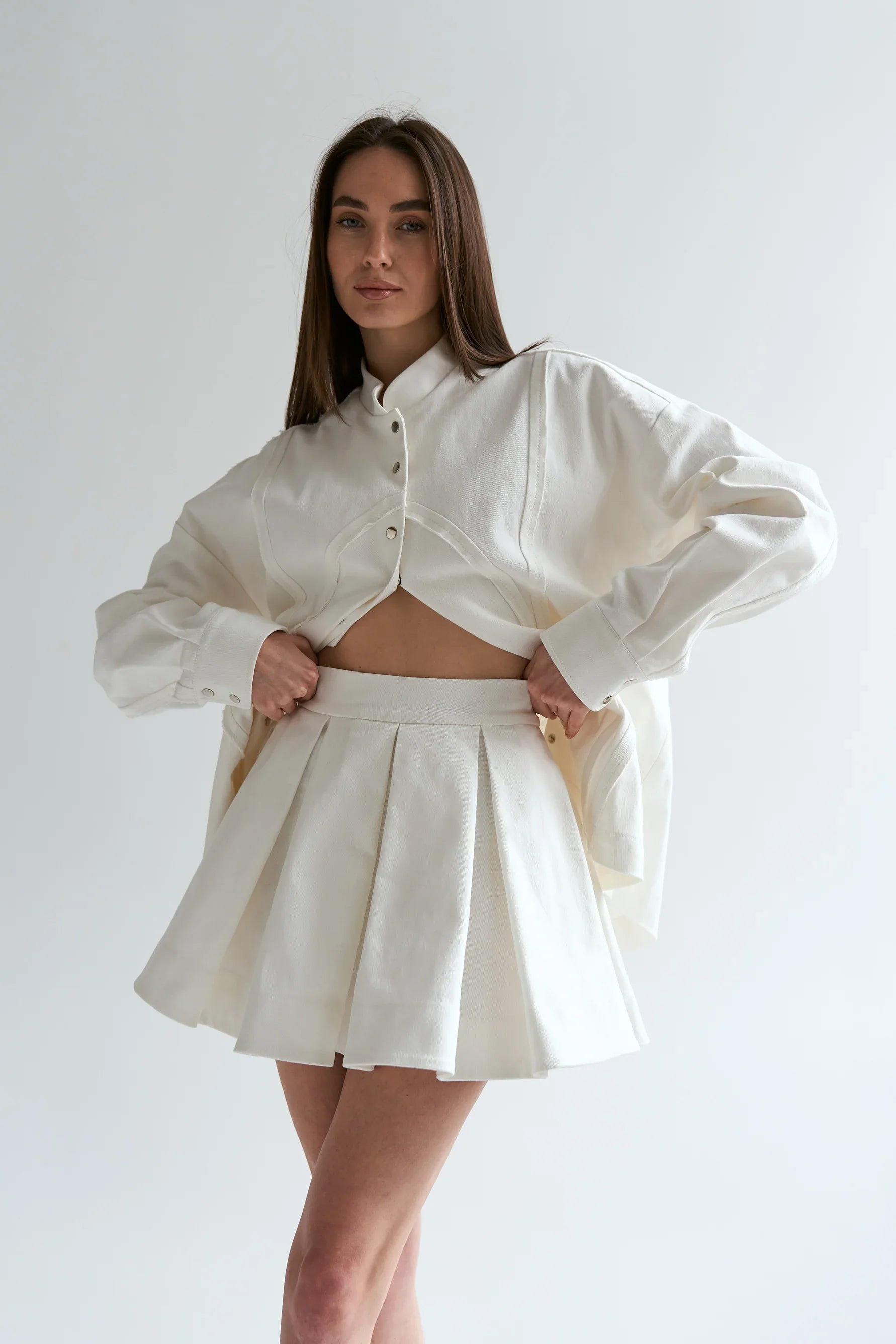 Milk cotton bomber jacket U