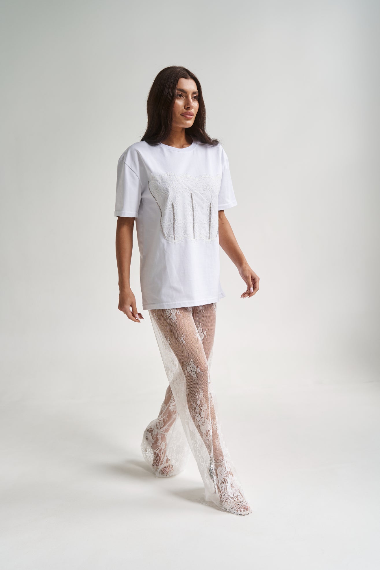 Mesh Lace Pants White