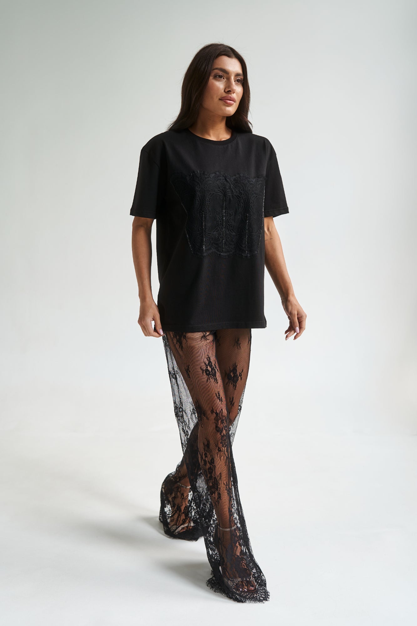 Mesh Lace Pants Black