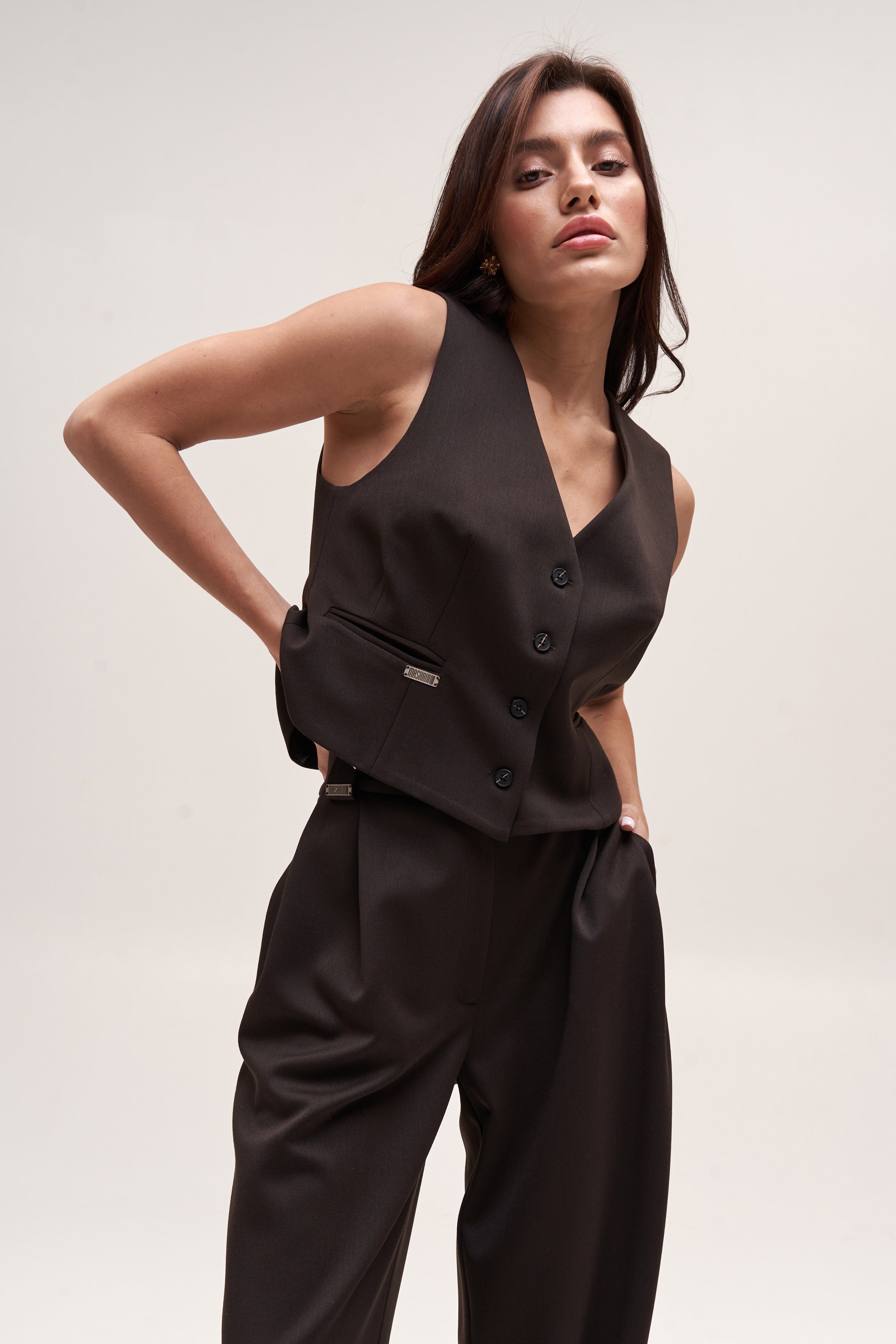 Chocolate Palazzo Pants Suit Fabric