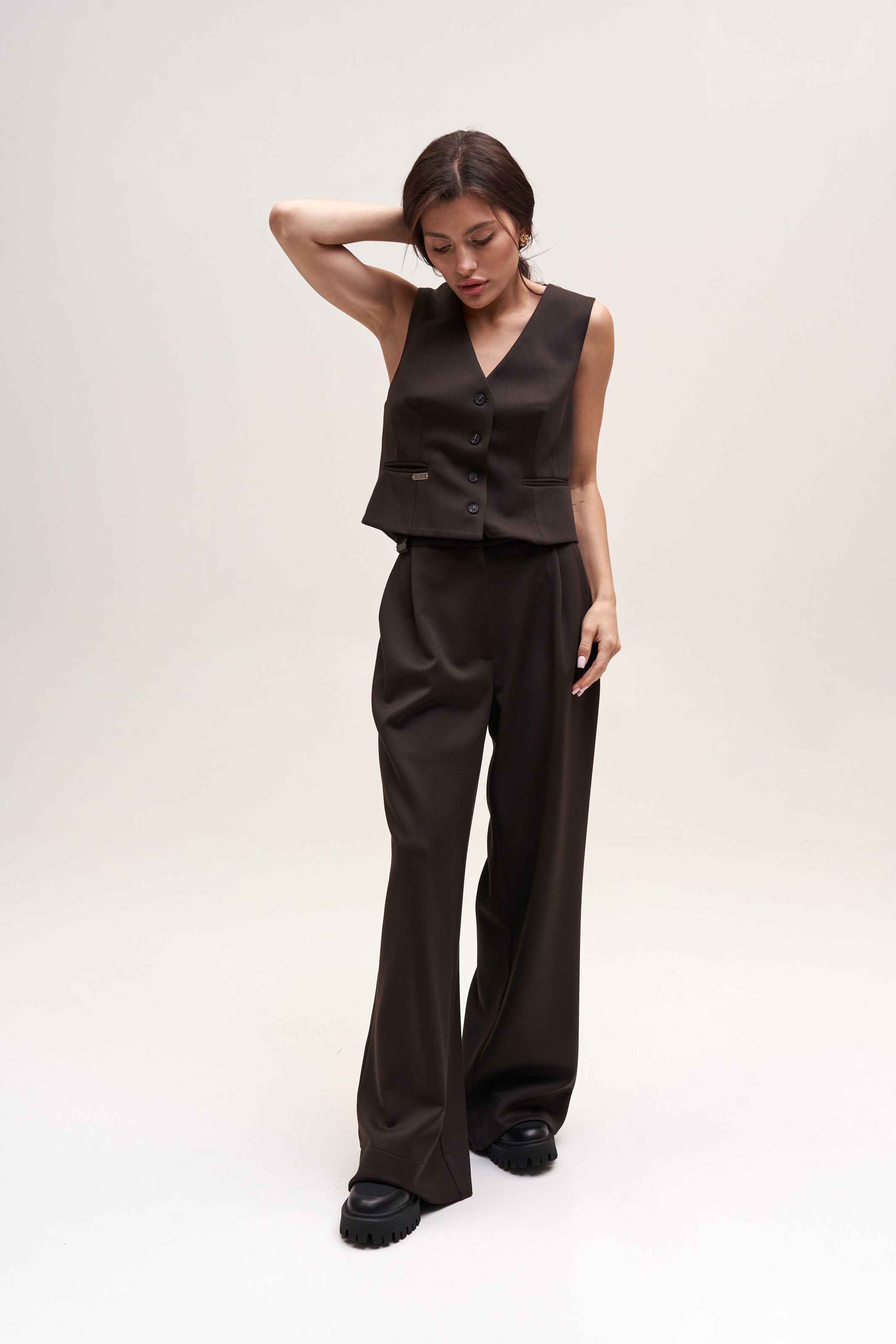 Chocolate Palazzo Pants Suit Fabric