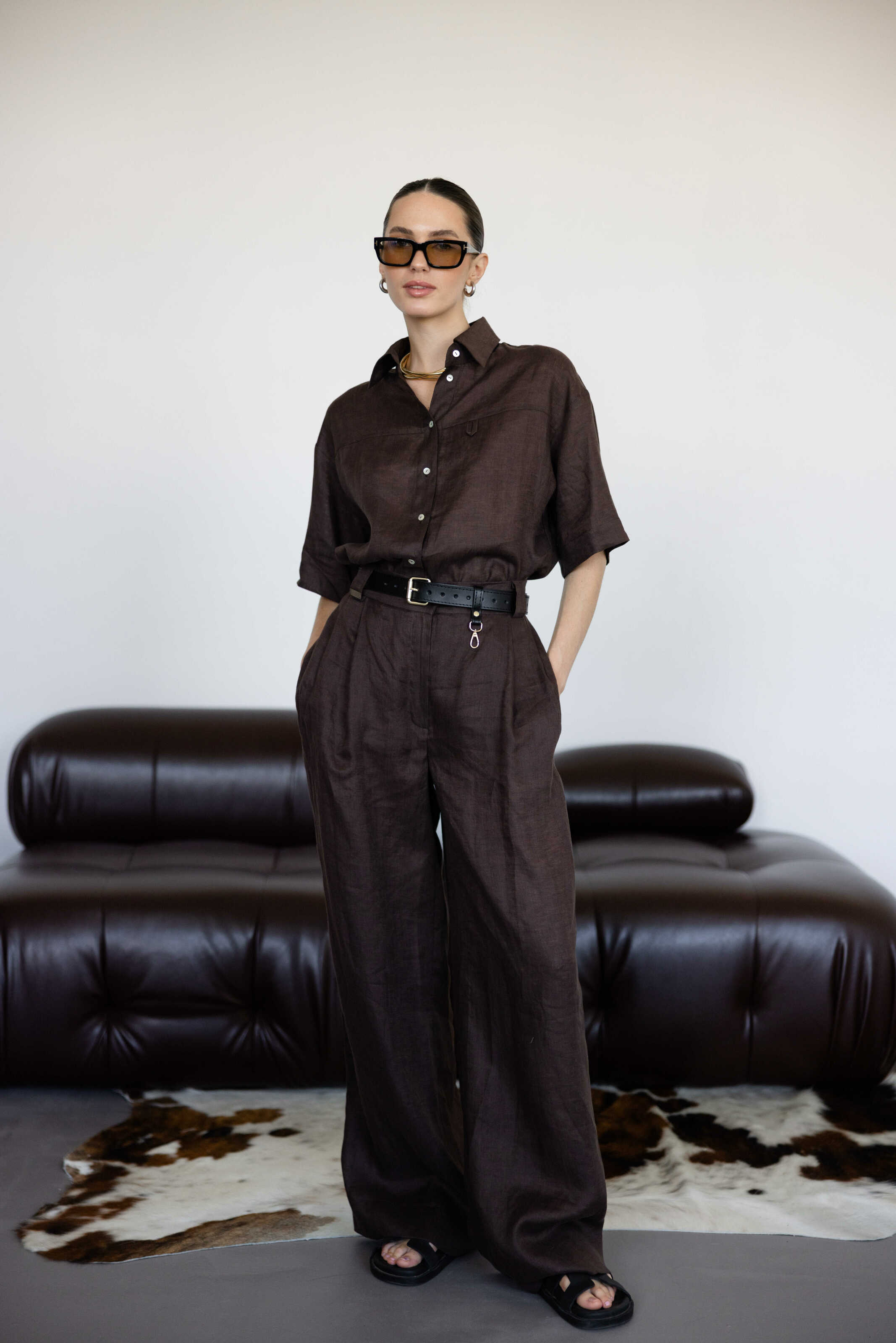 Palazzo Pants Chocolate Linen