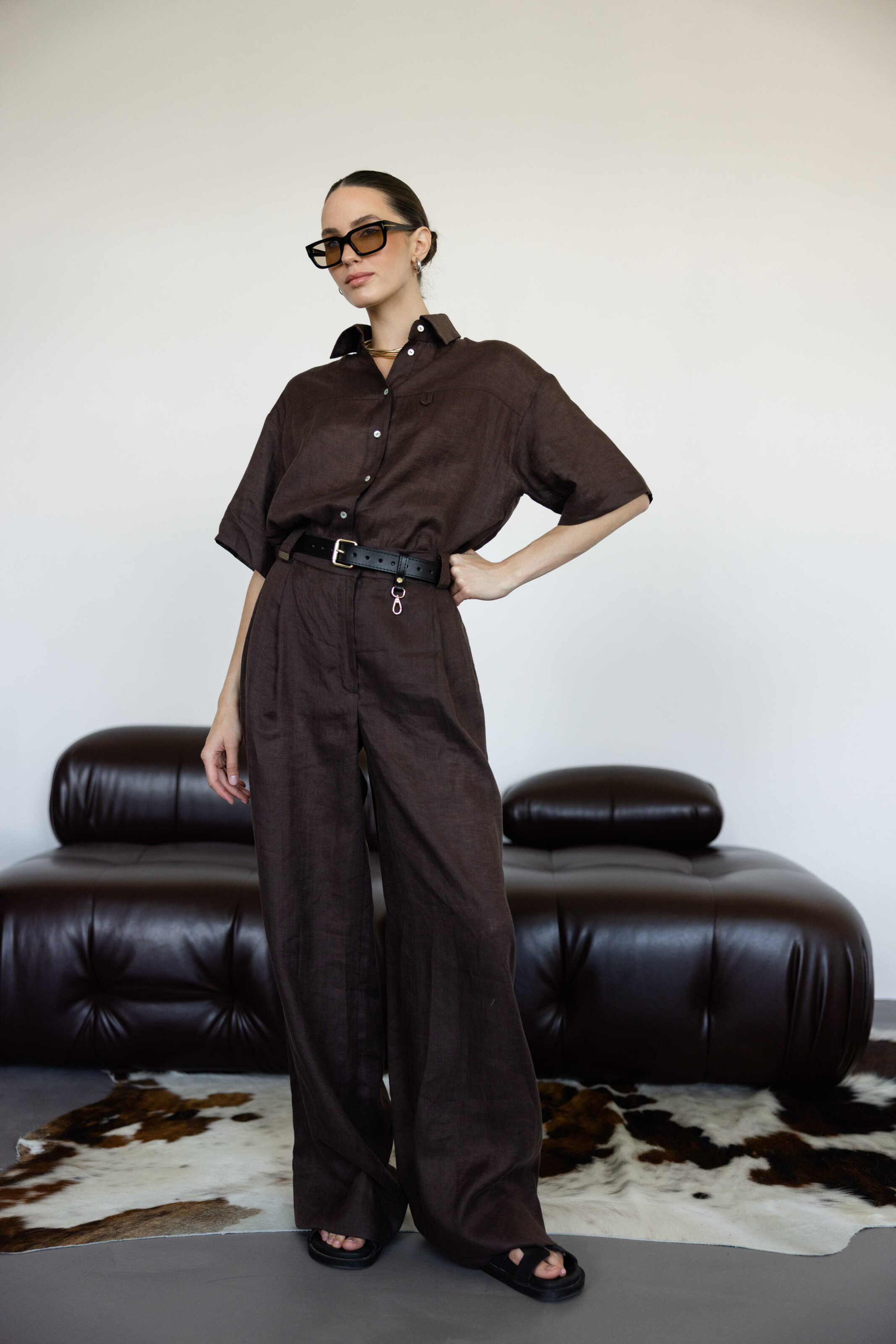 Palazzo Pants Chocolate Linen
