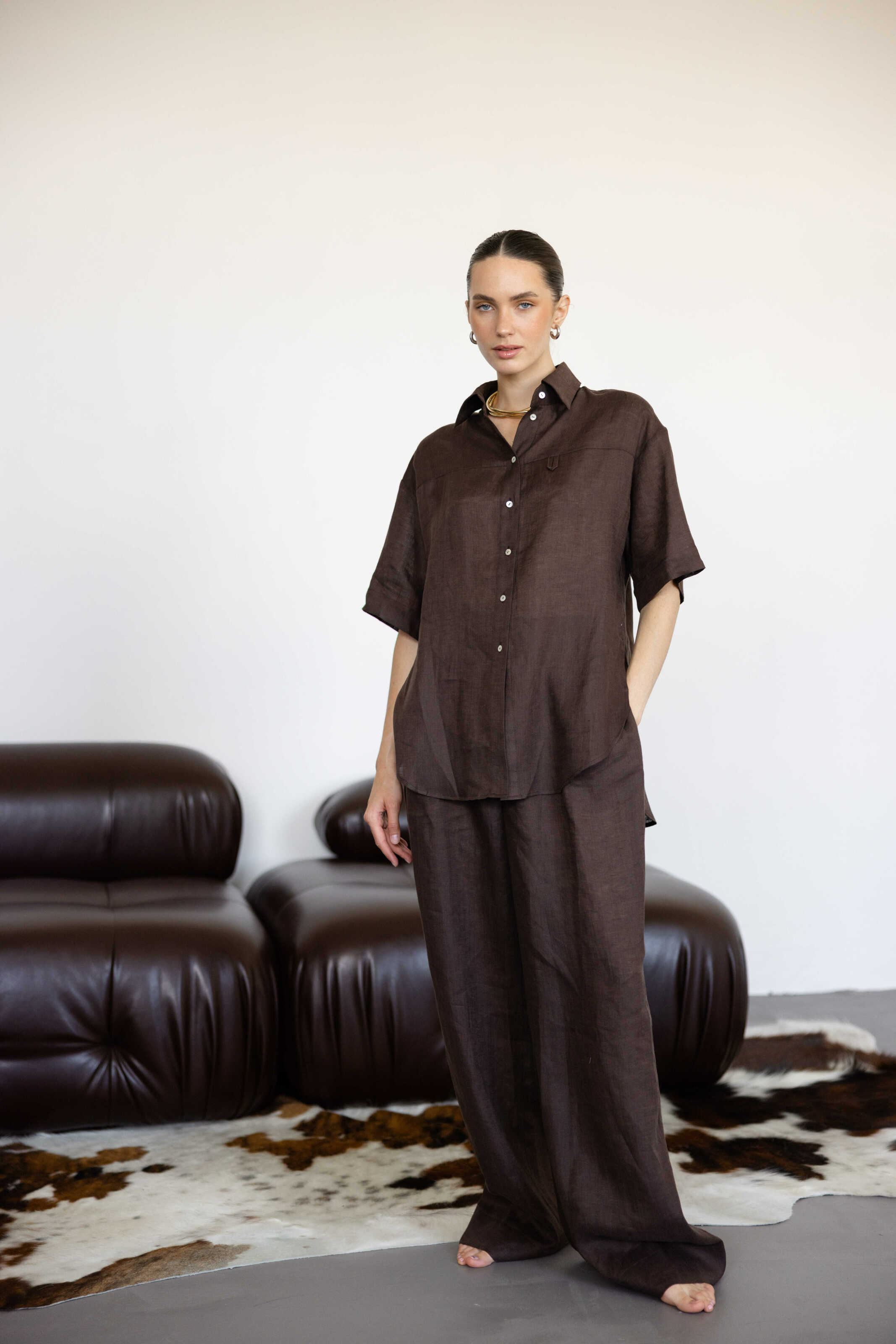 Palazzo Pants Chocolate Linen