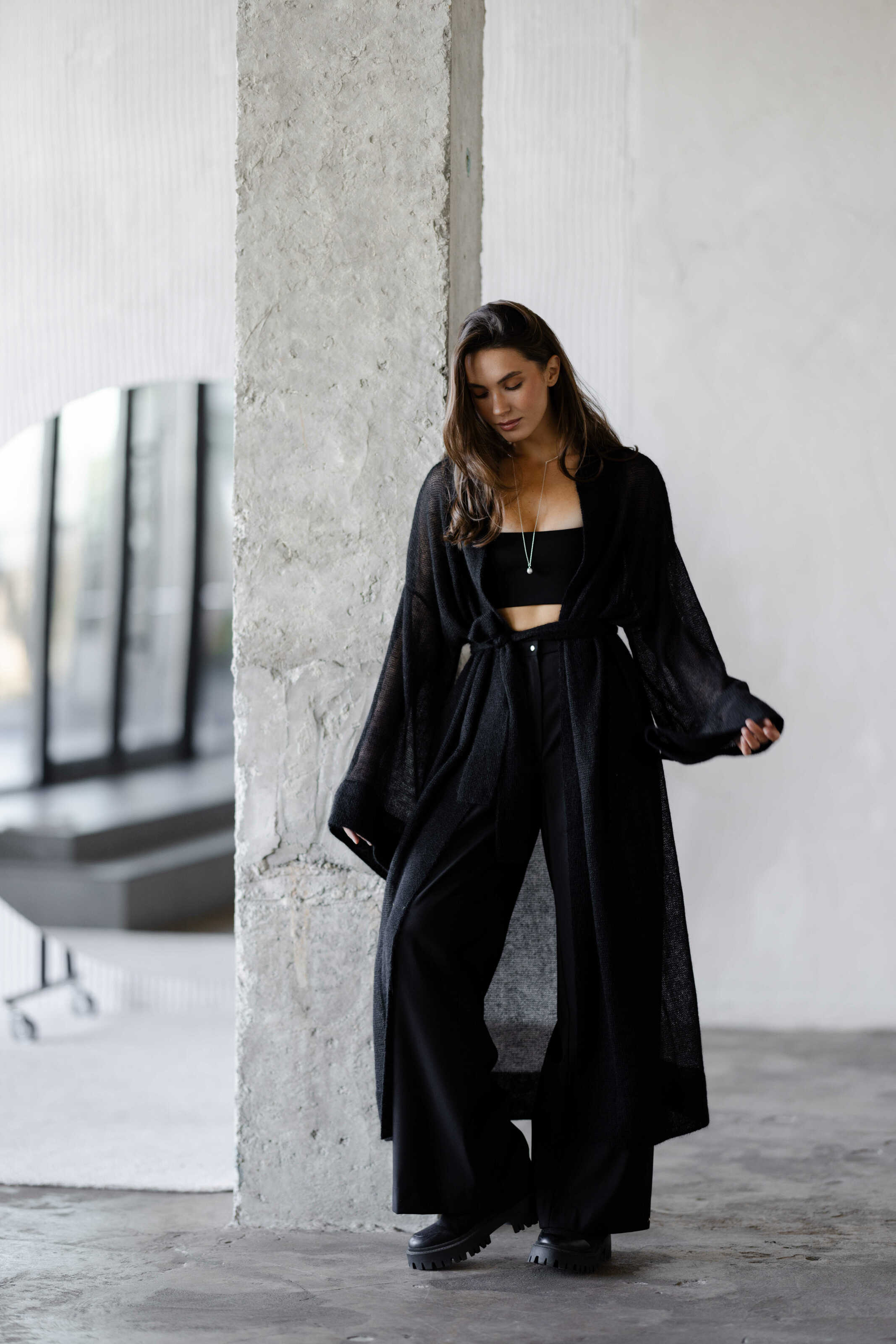 Mohair Maxi Cardigan Black