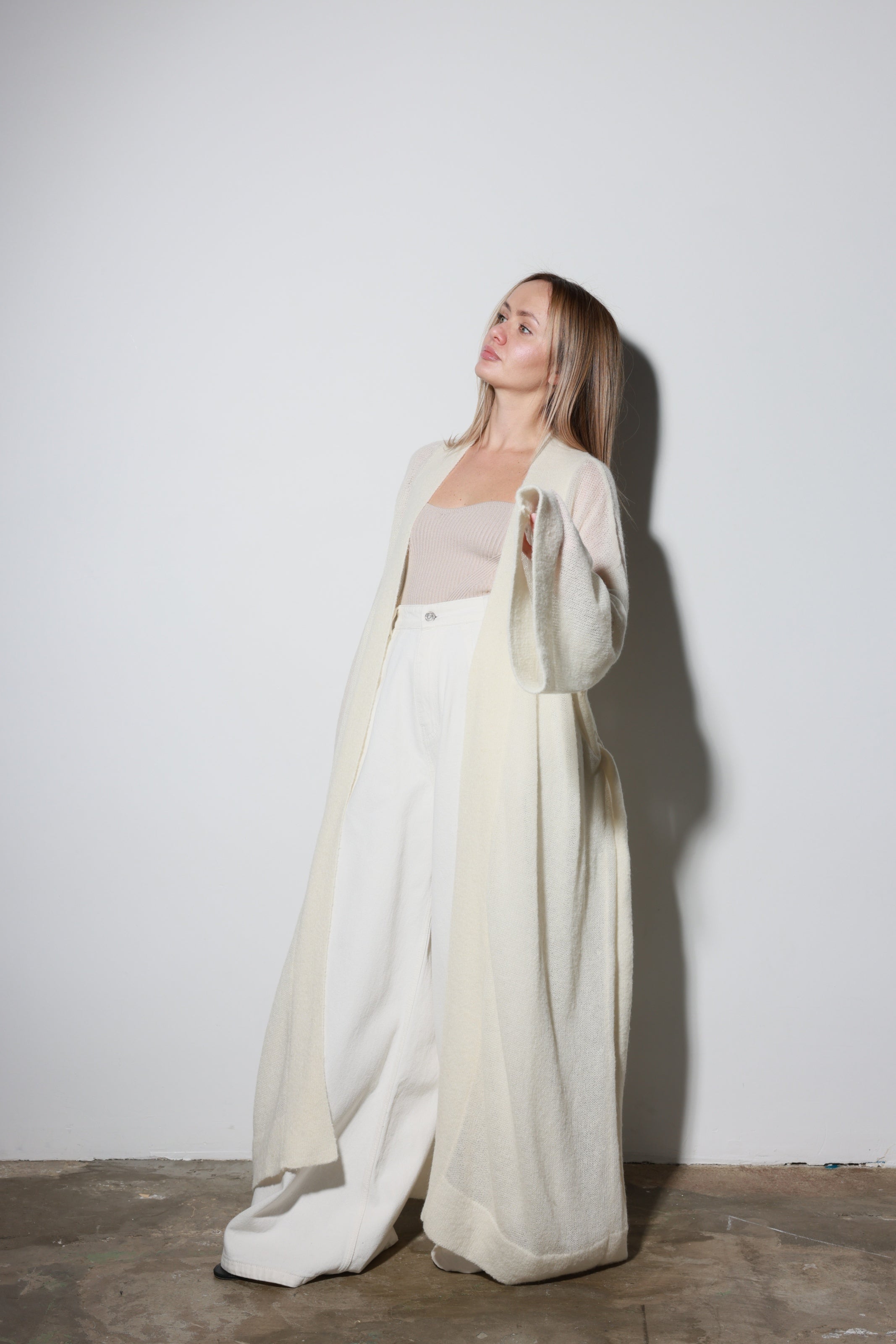 Mohair Maxi Cardigan White