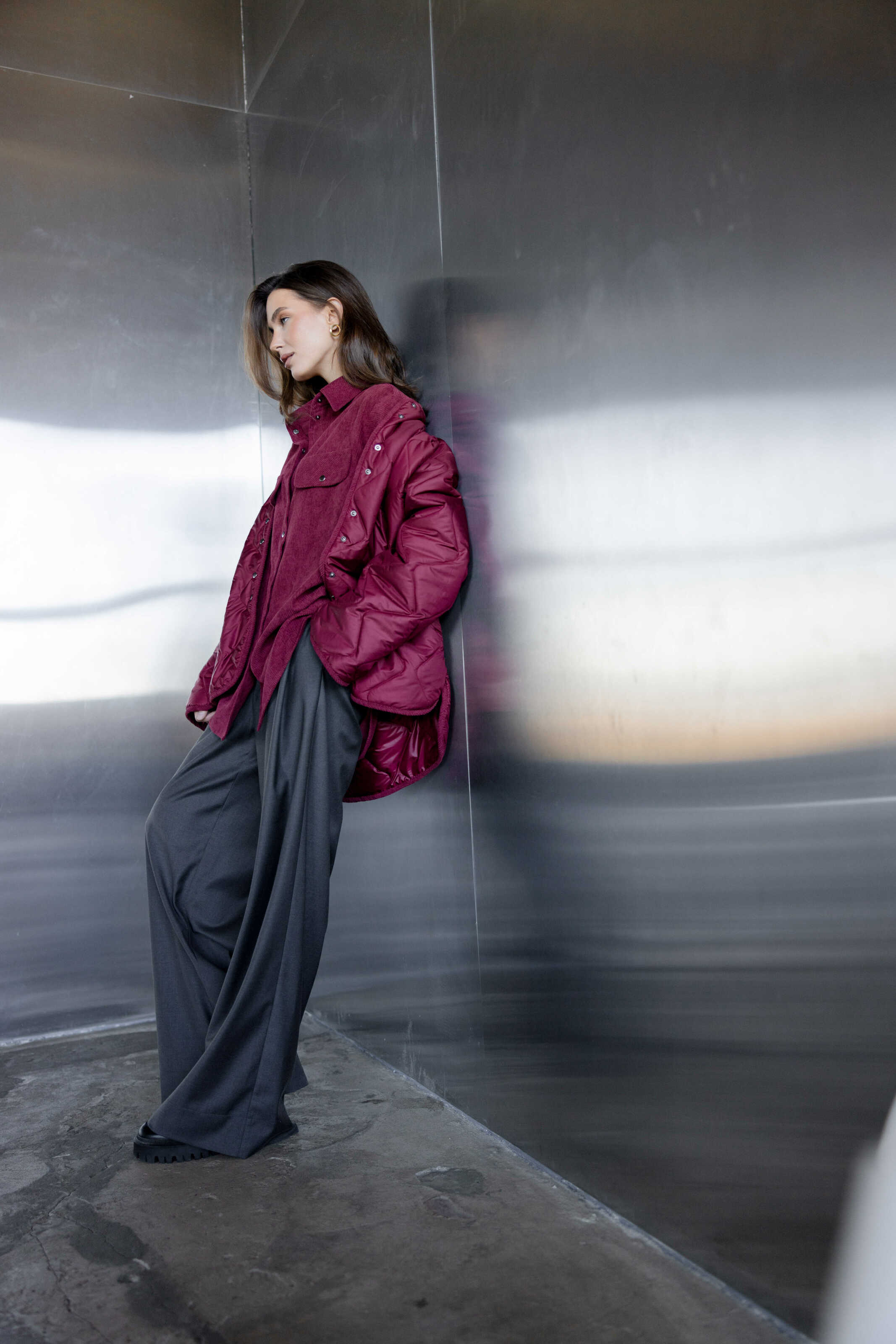 Polyester Liner Jacket Burgundy