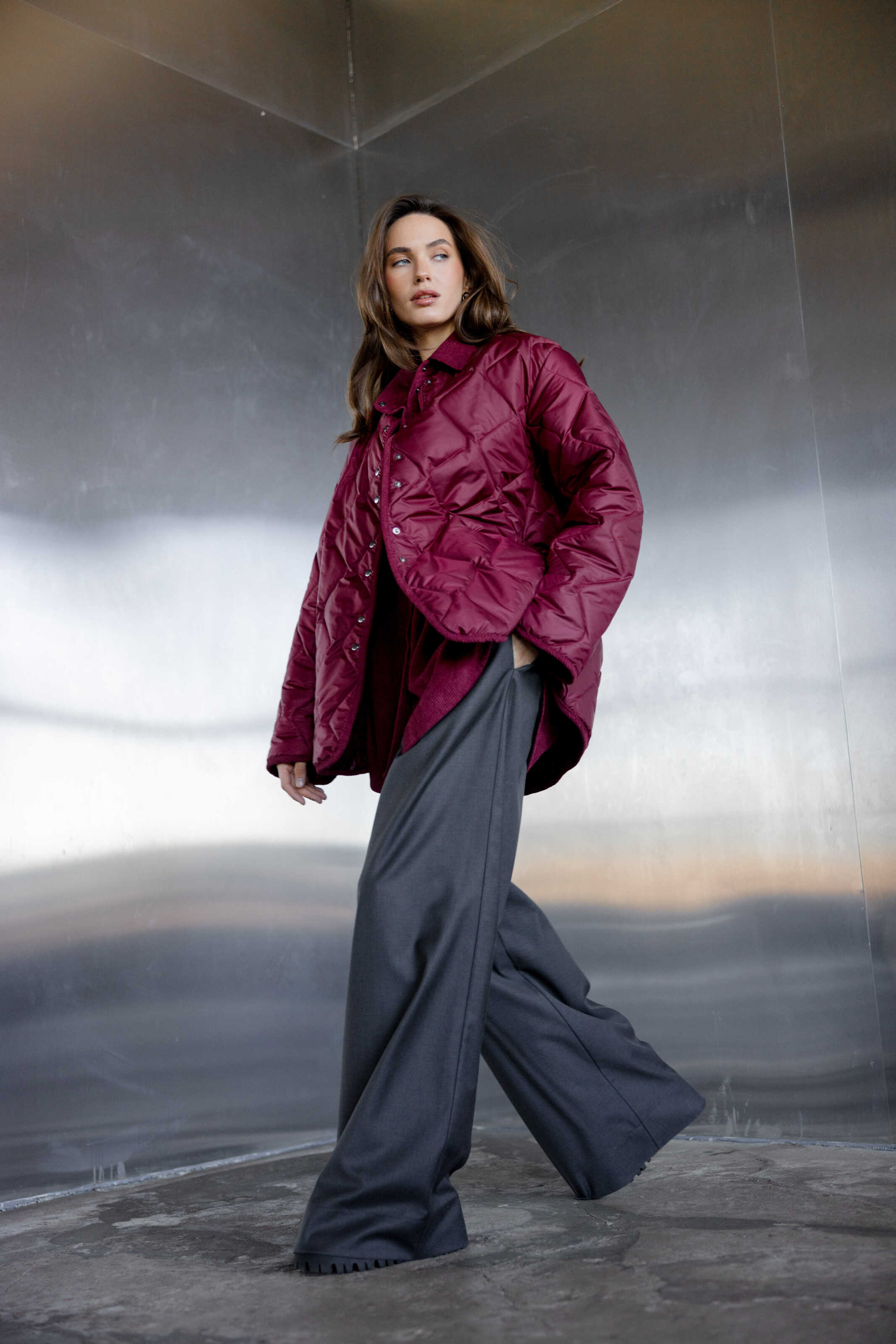 Polyester Liner Jacket Burgundy