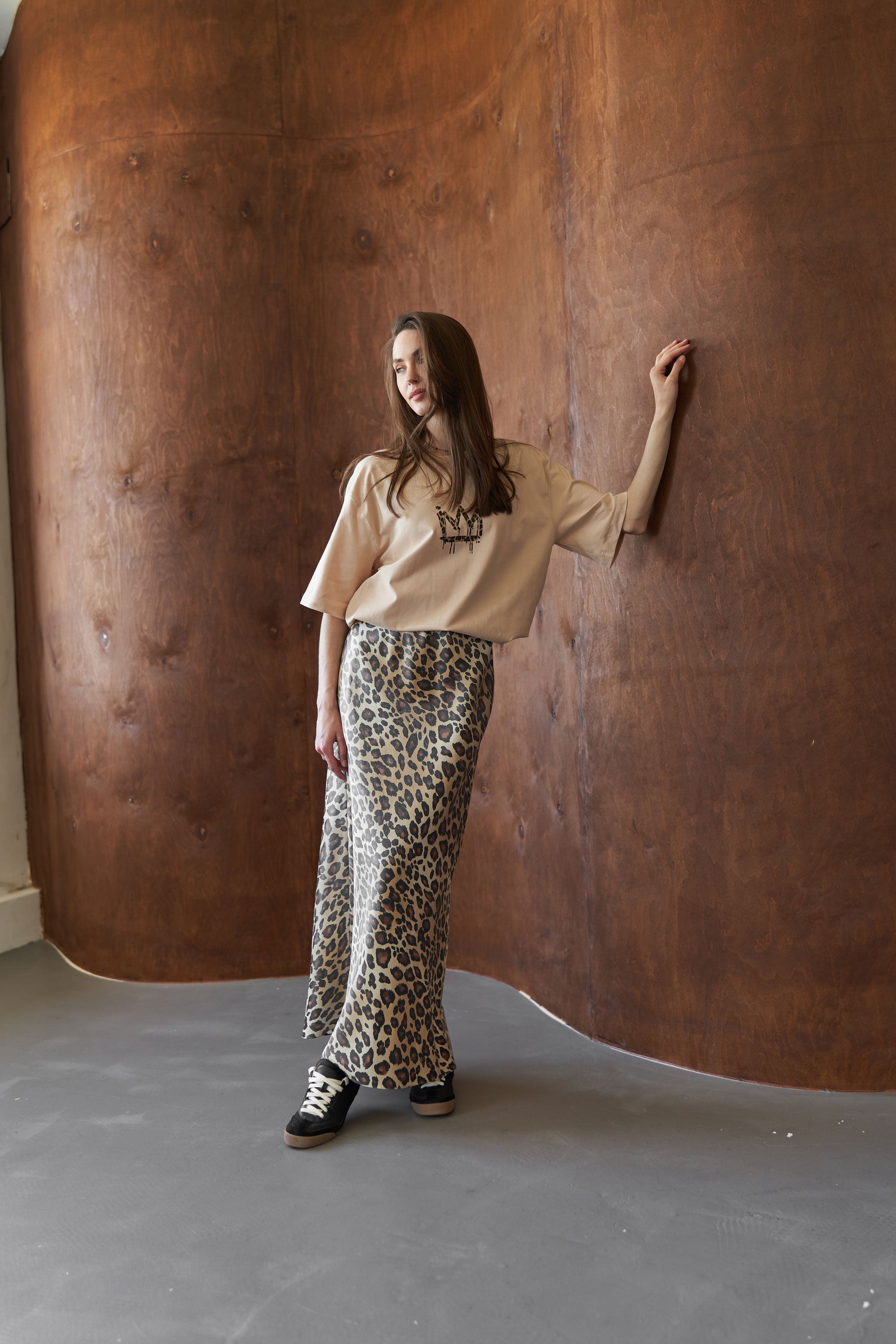 Maxi skirt leopard Beige