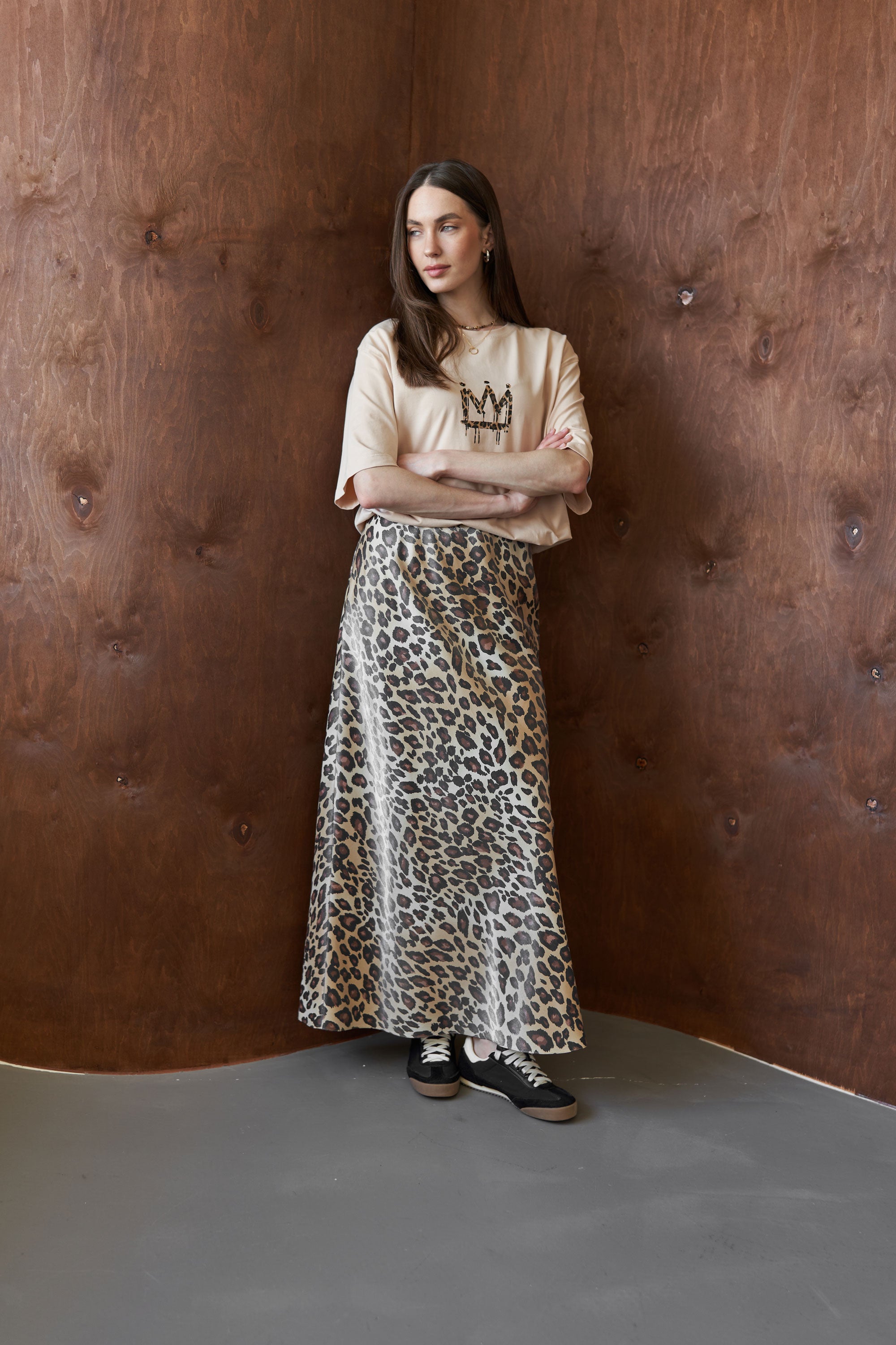 Maxi skirt leopard Beige