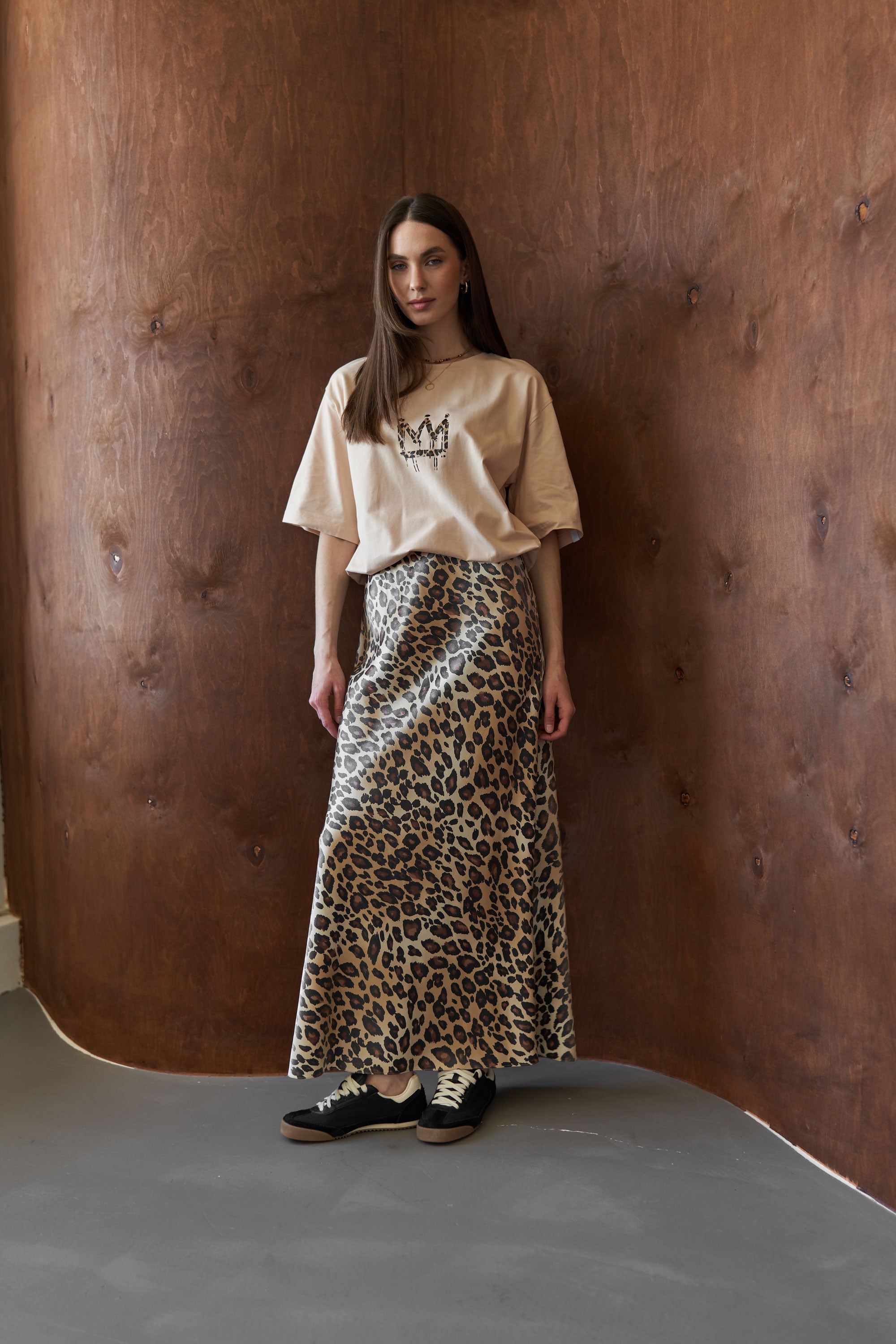 Maxi skirt leopard Beige