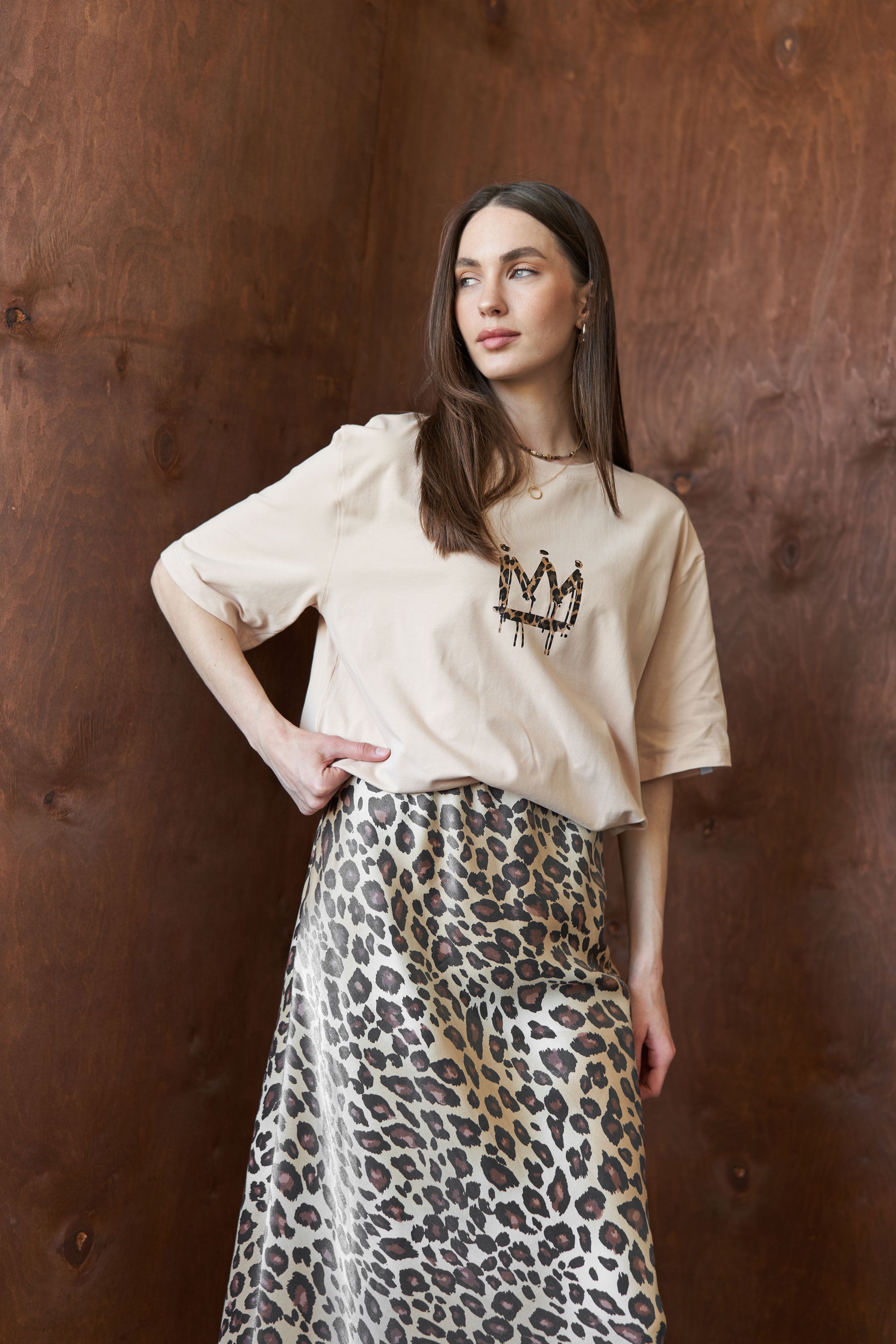 Maxi skirt leopard Beige
