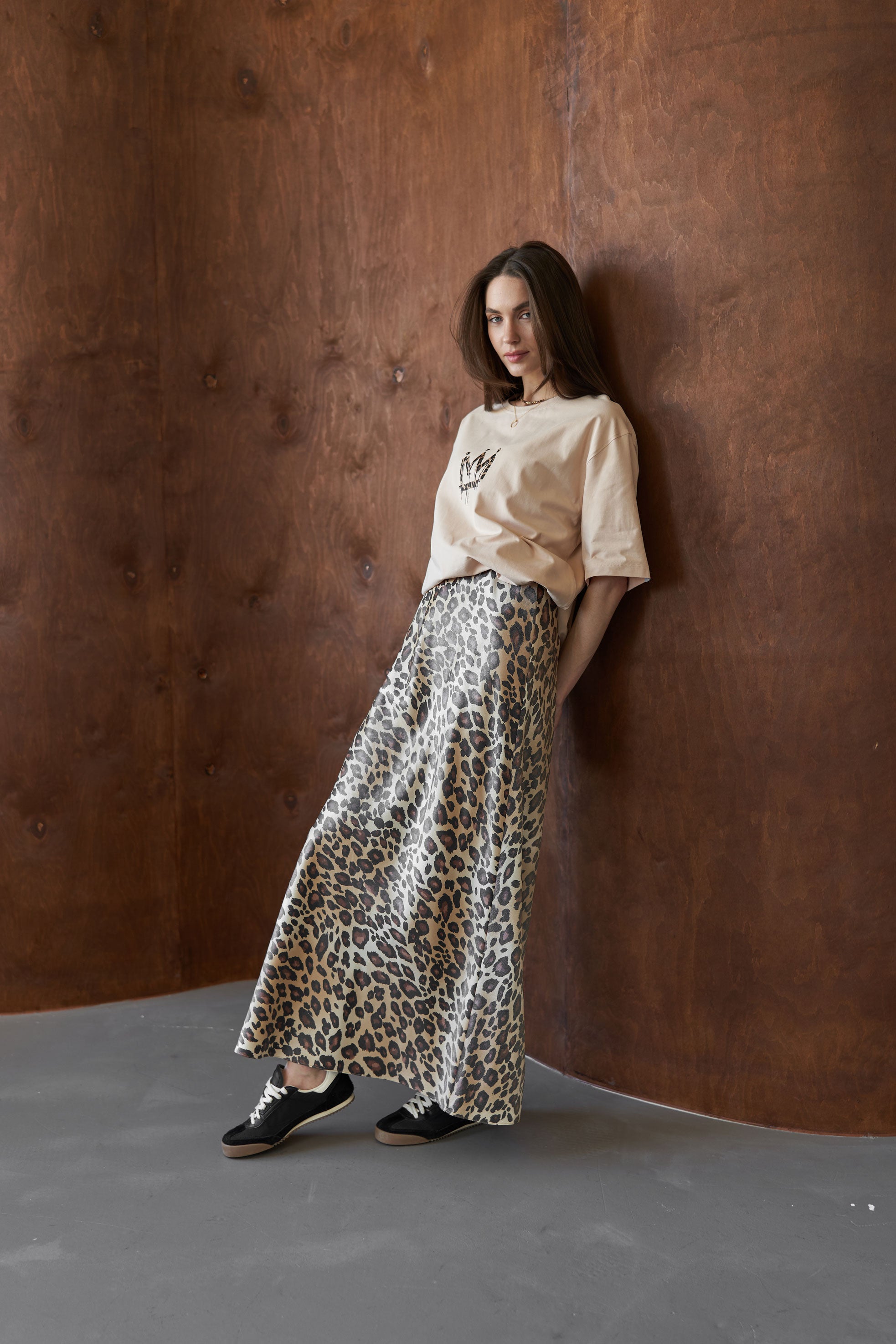 Maxi skirt leopard Beige