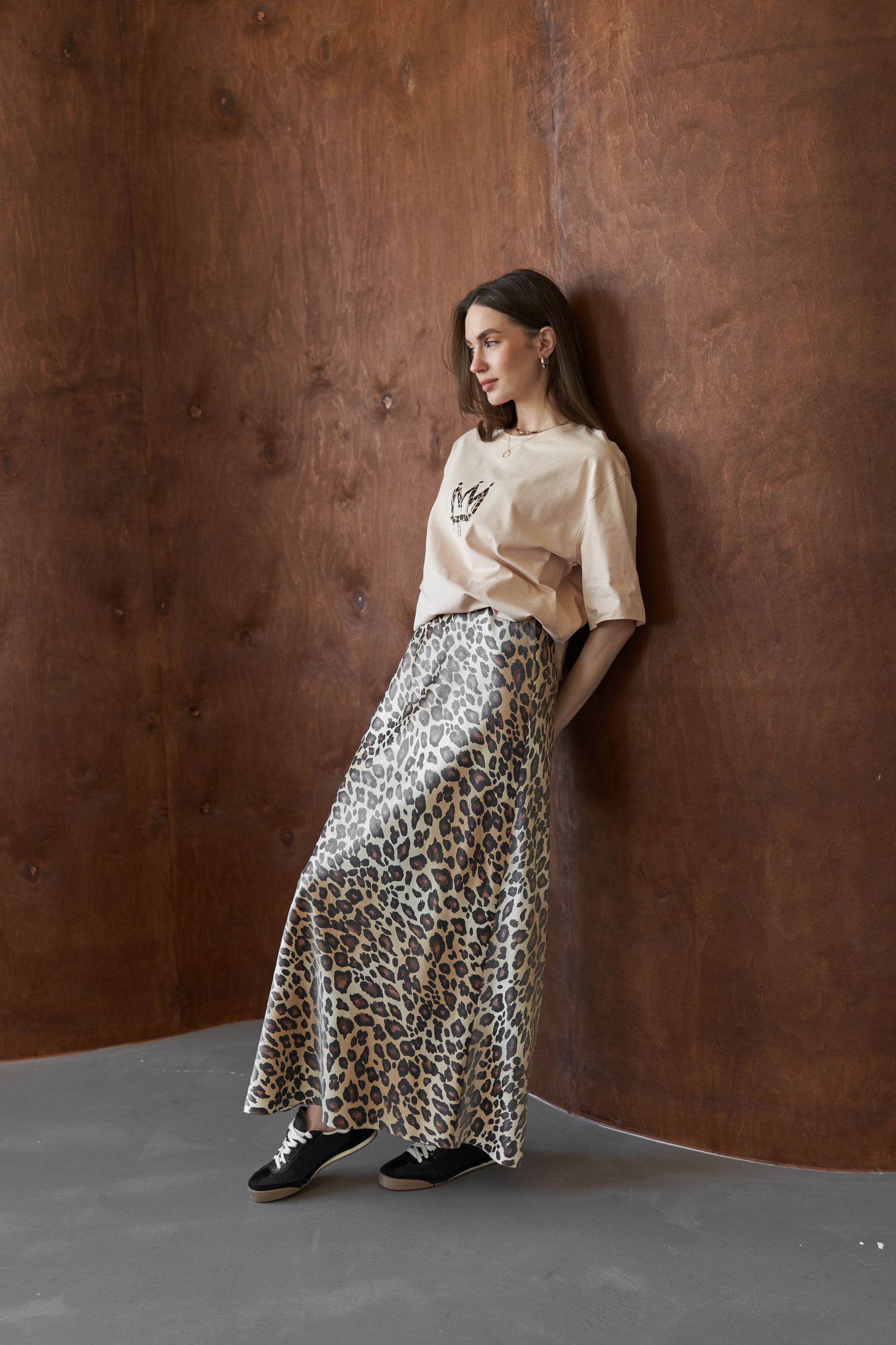 Maxi skirt leopard Beige
