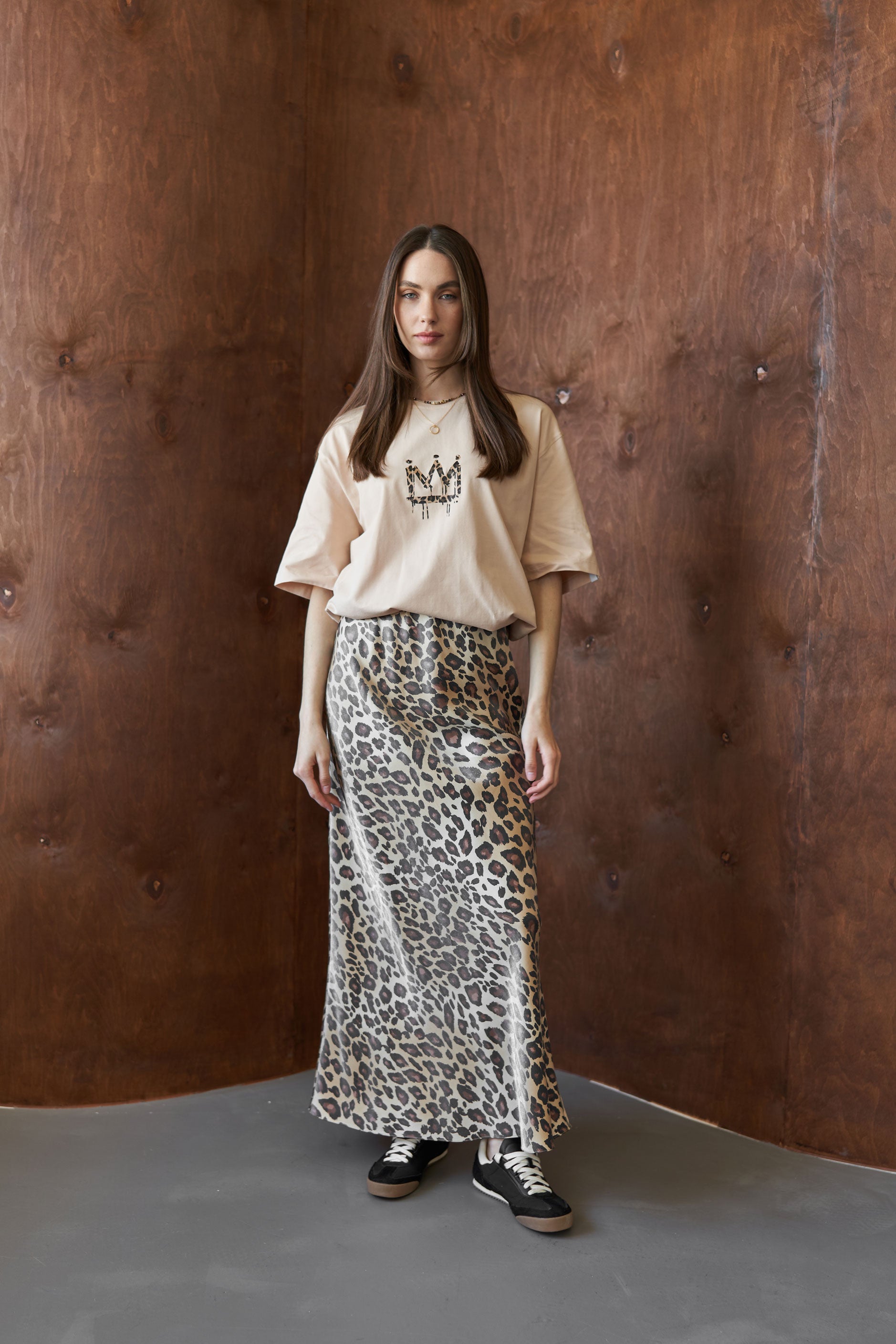 Maxi skirt leopard Beige