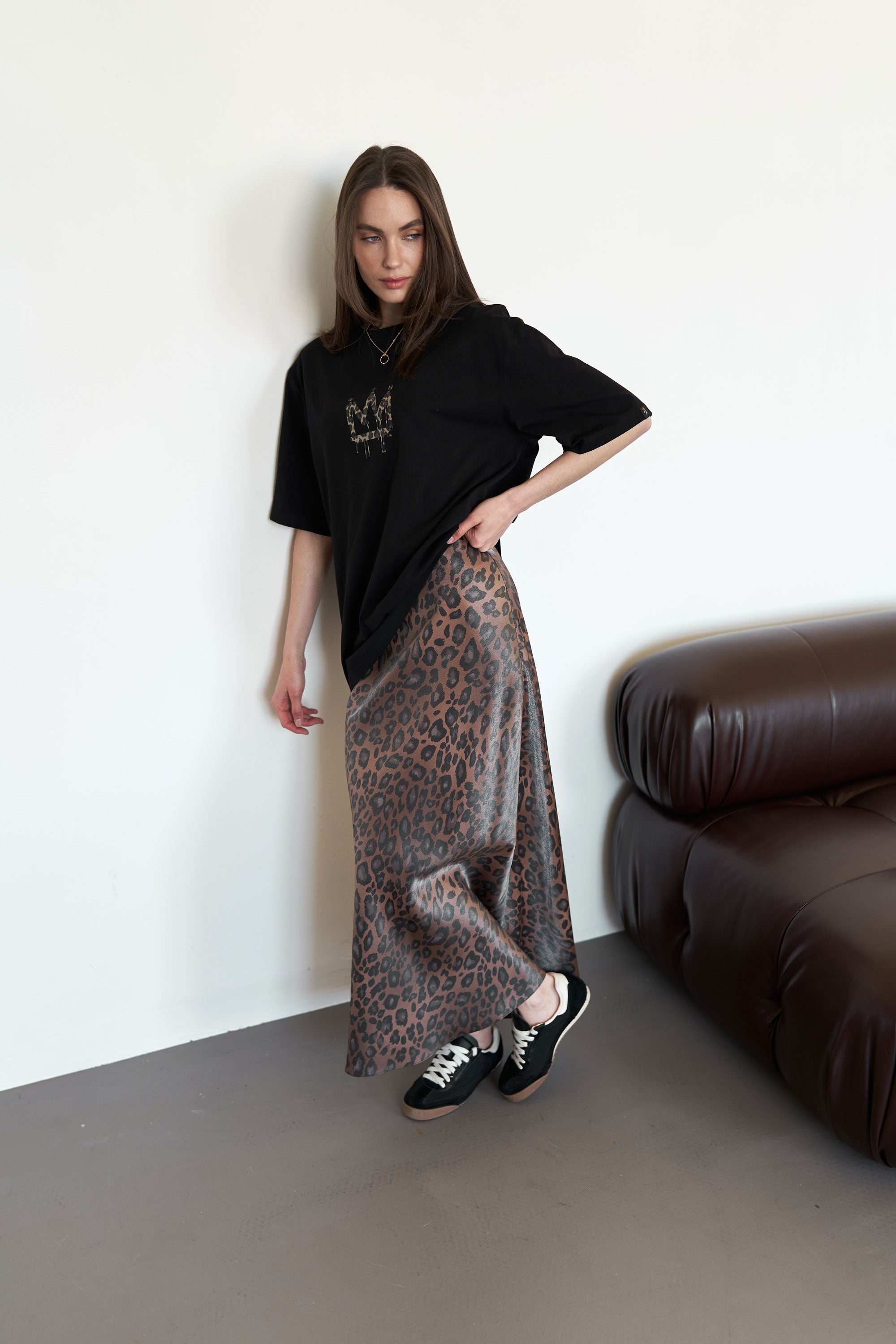 Maxi skirt leopard Brown