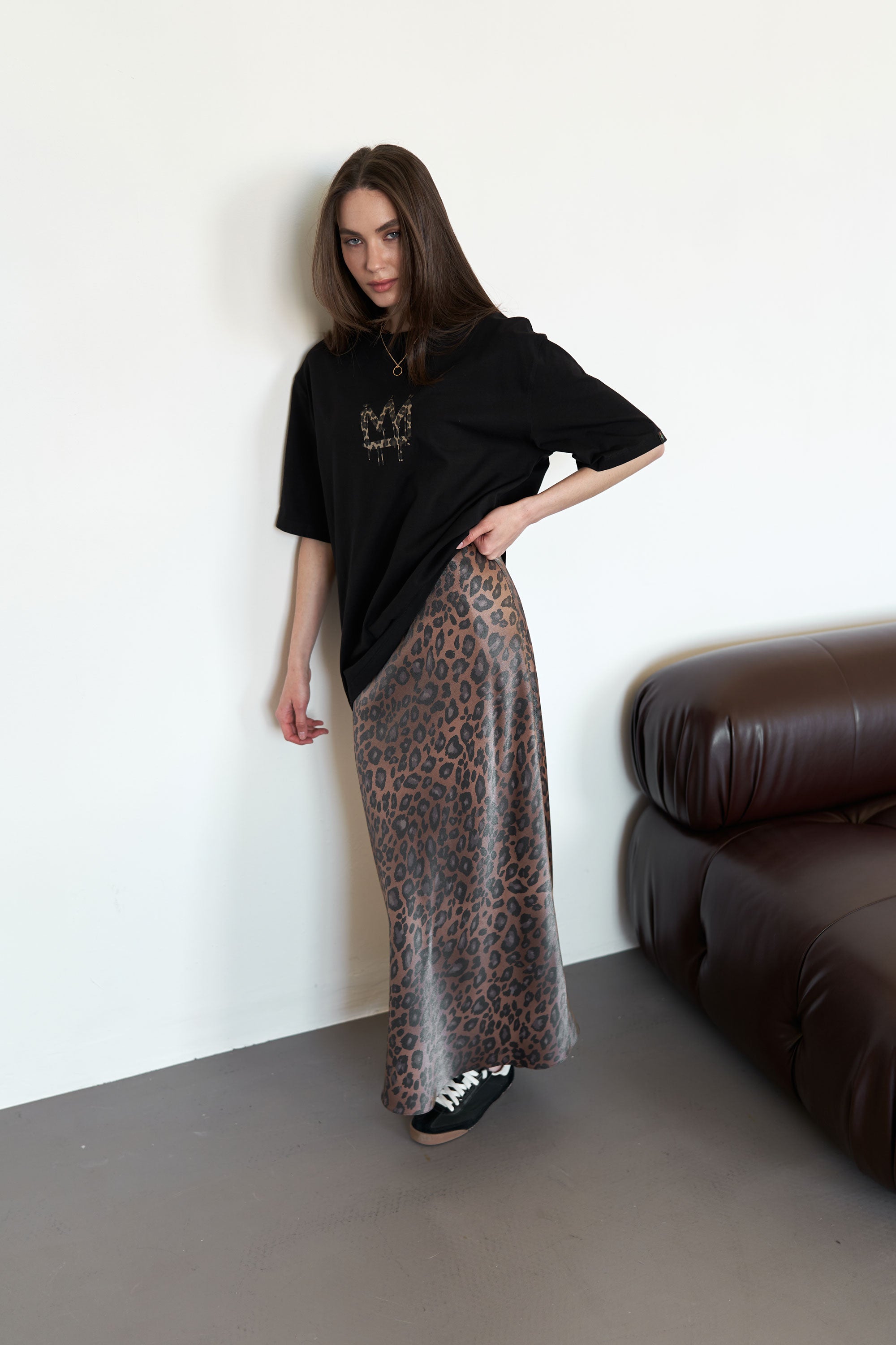 Maxi skirt leopard Brown