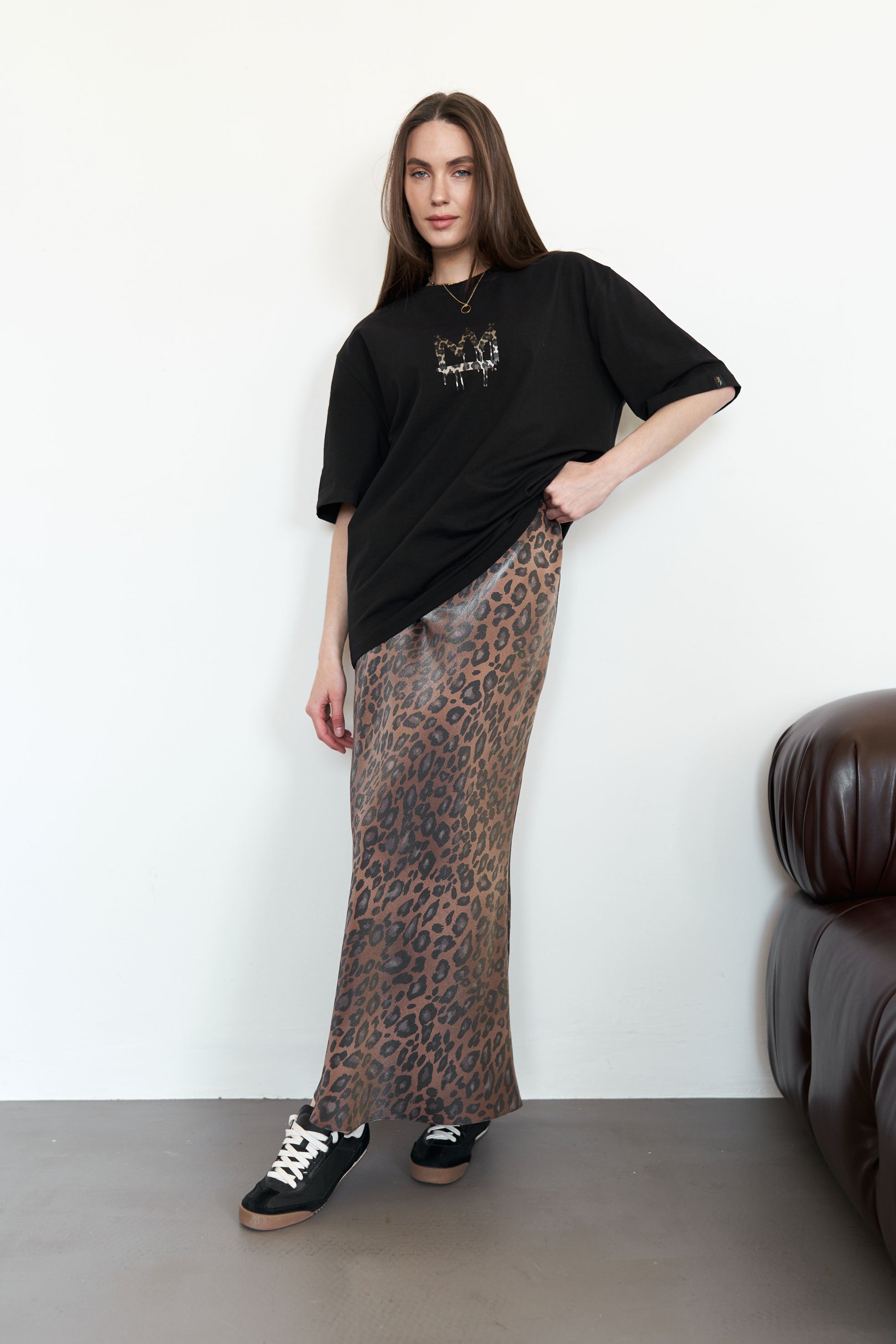 Maxi skirt leopard Brown