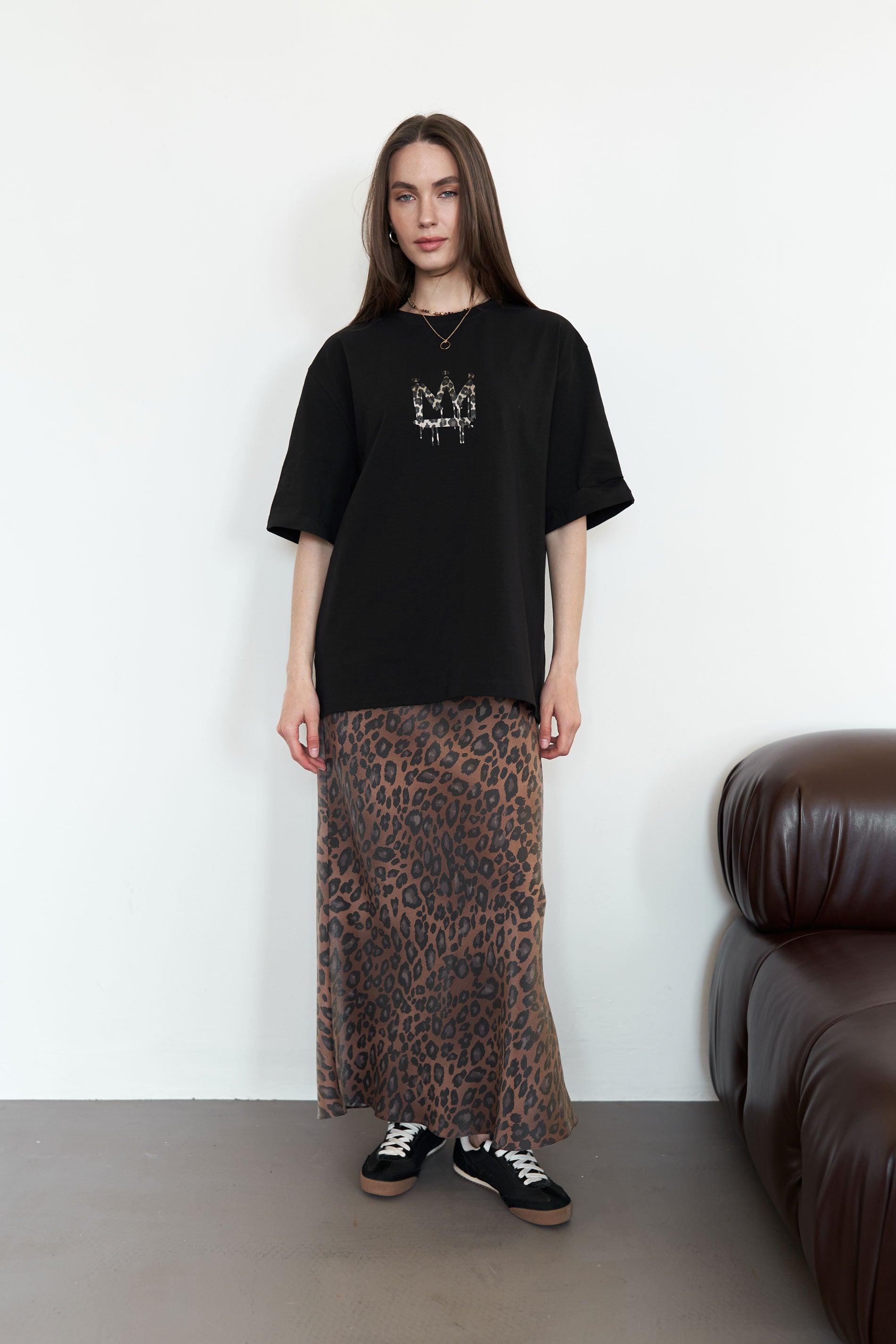 Maxi skirt leopard Brown
