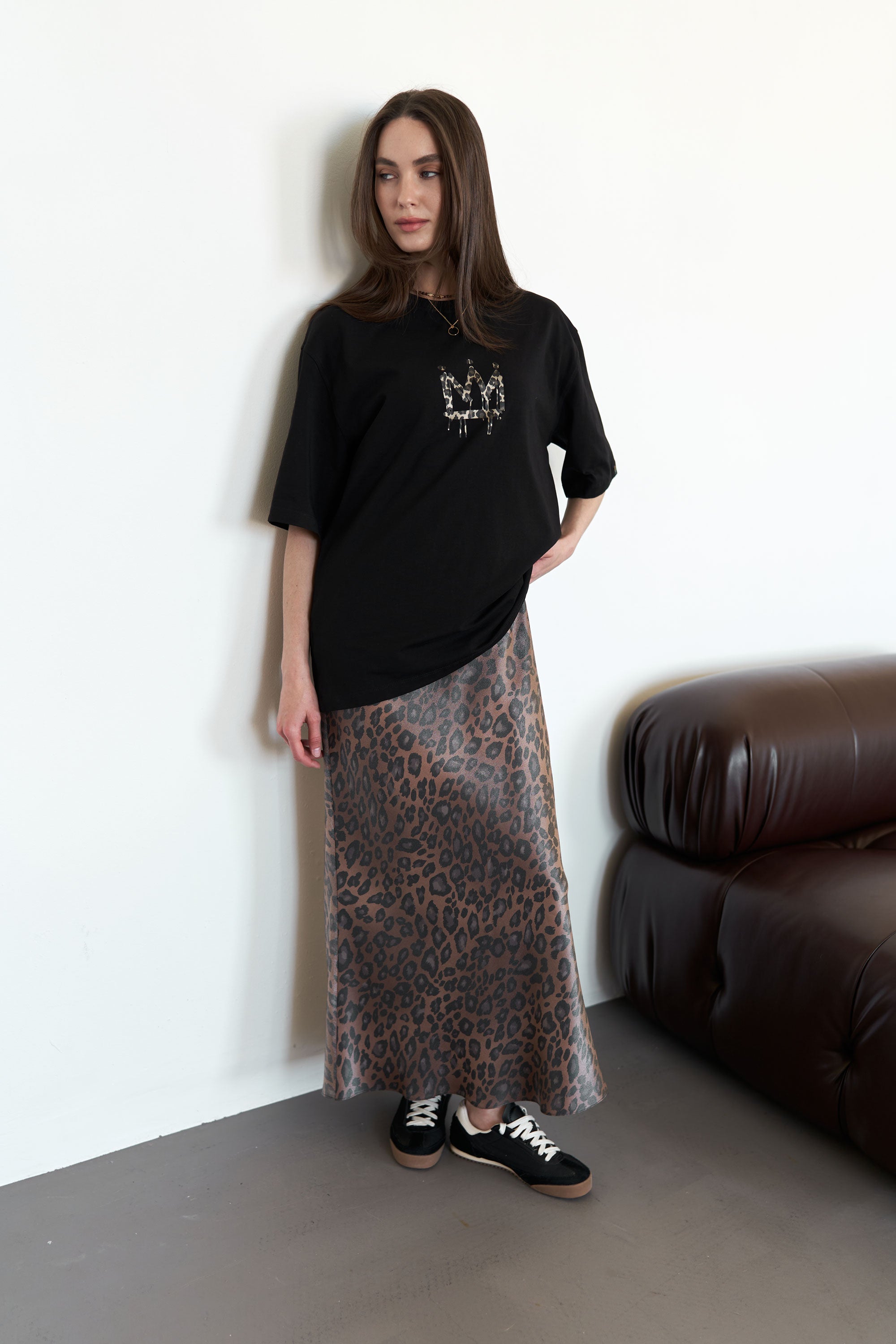Maxi skirt leopard Brown
