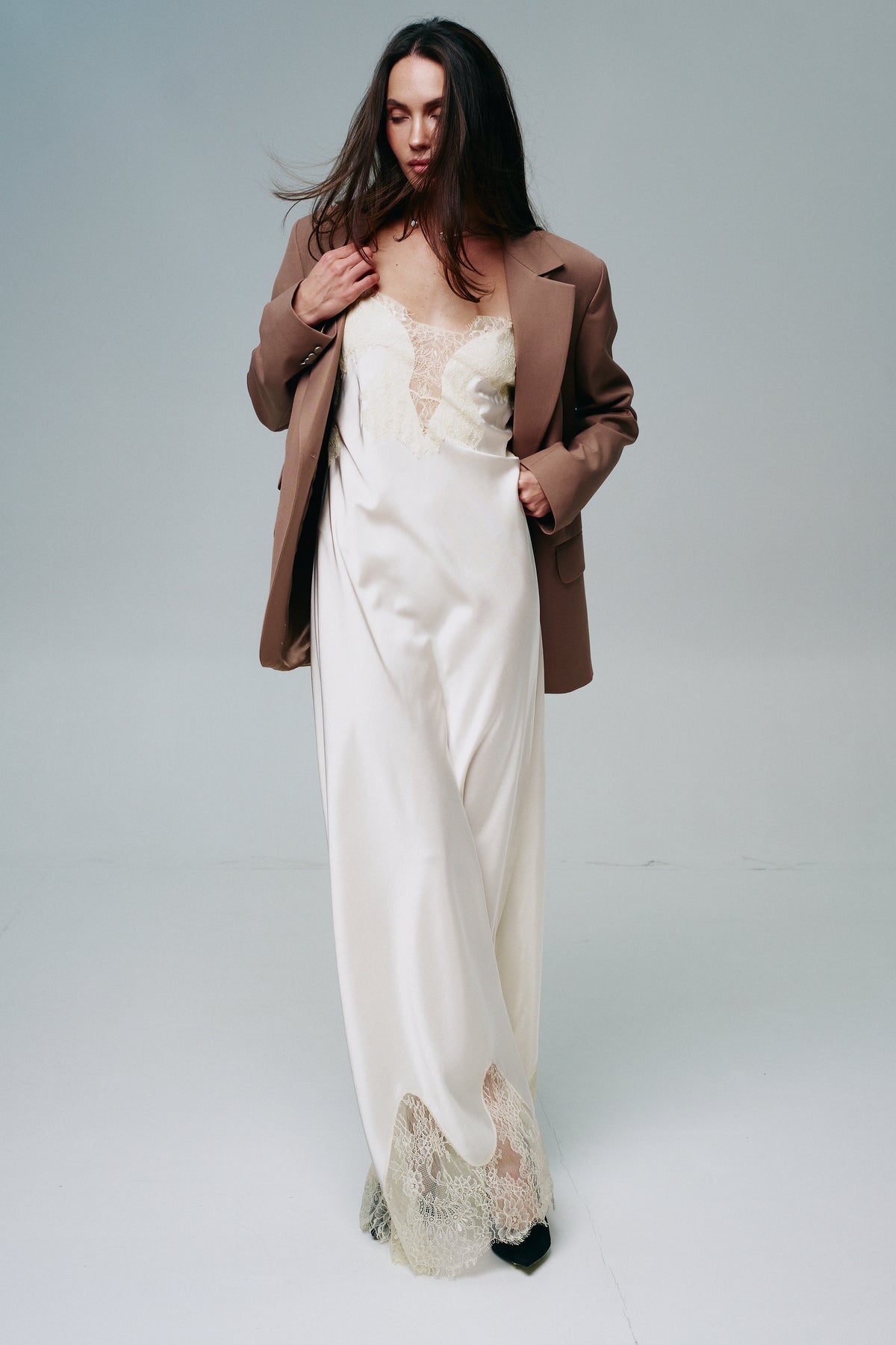 Lace-Trim Maxi Slip Dress
