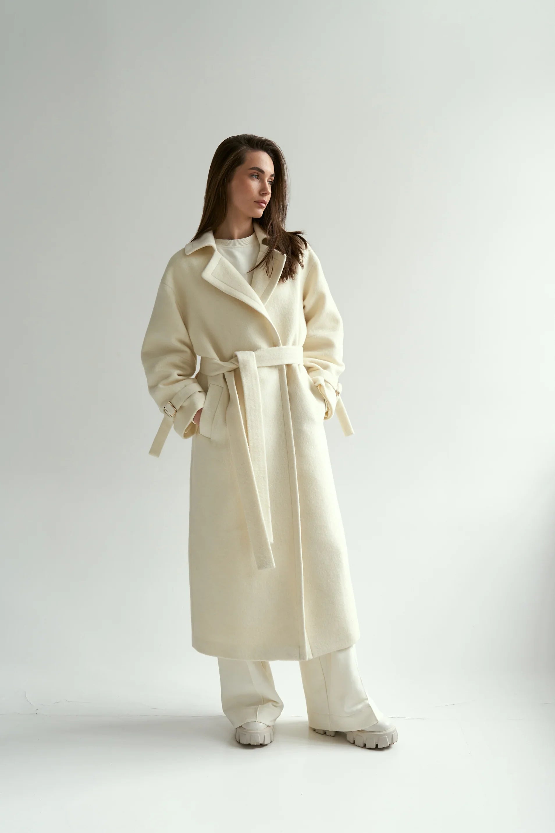 Milk cashmere coat
