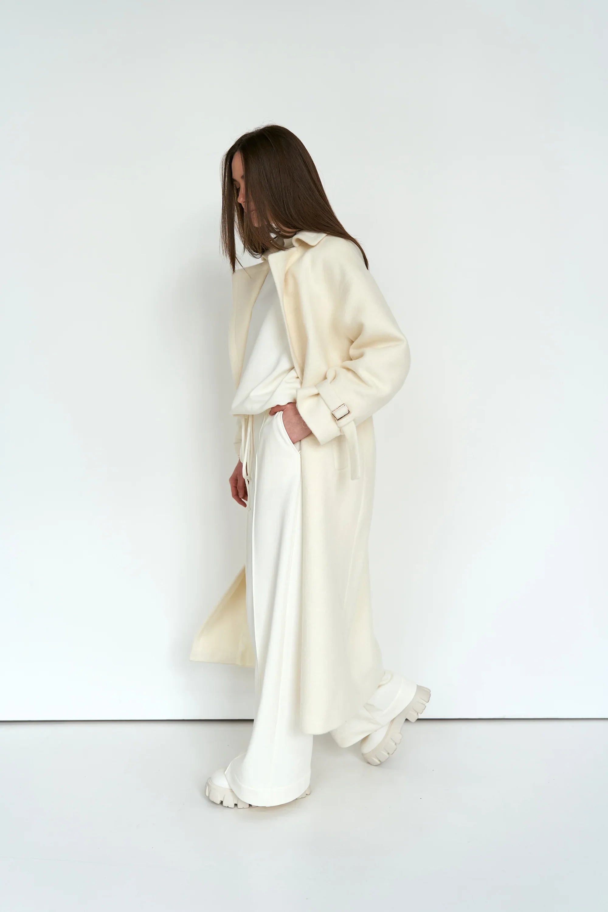 Milk cashmere coat