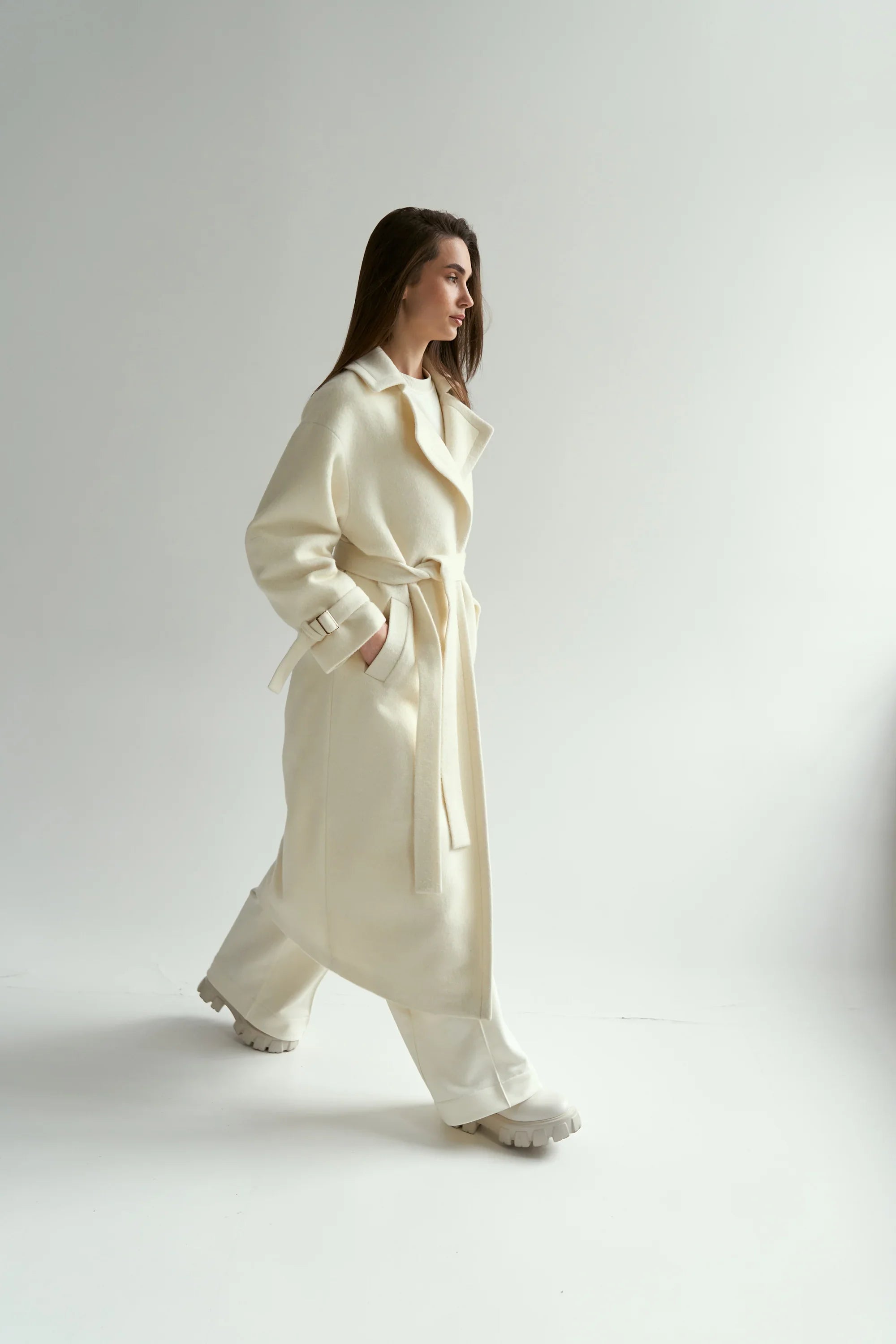 Milk cashmere coat