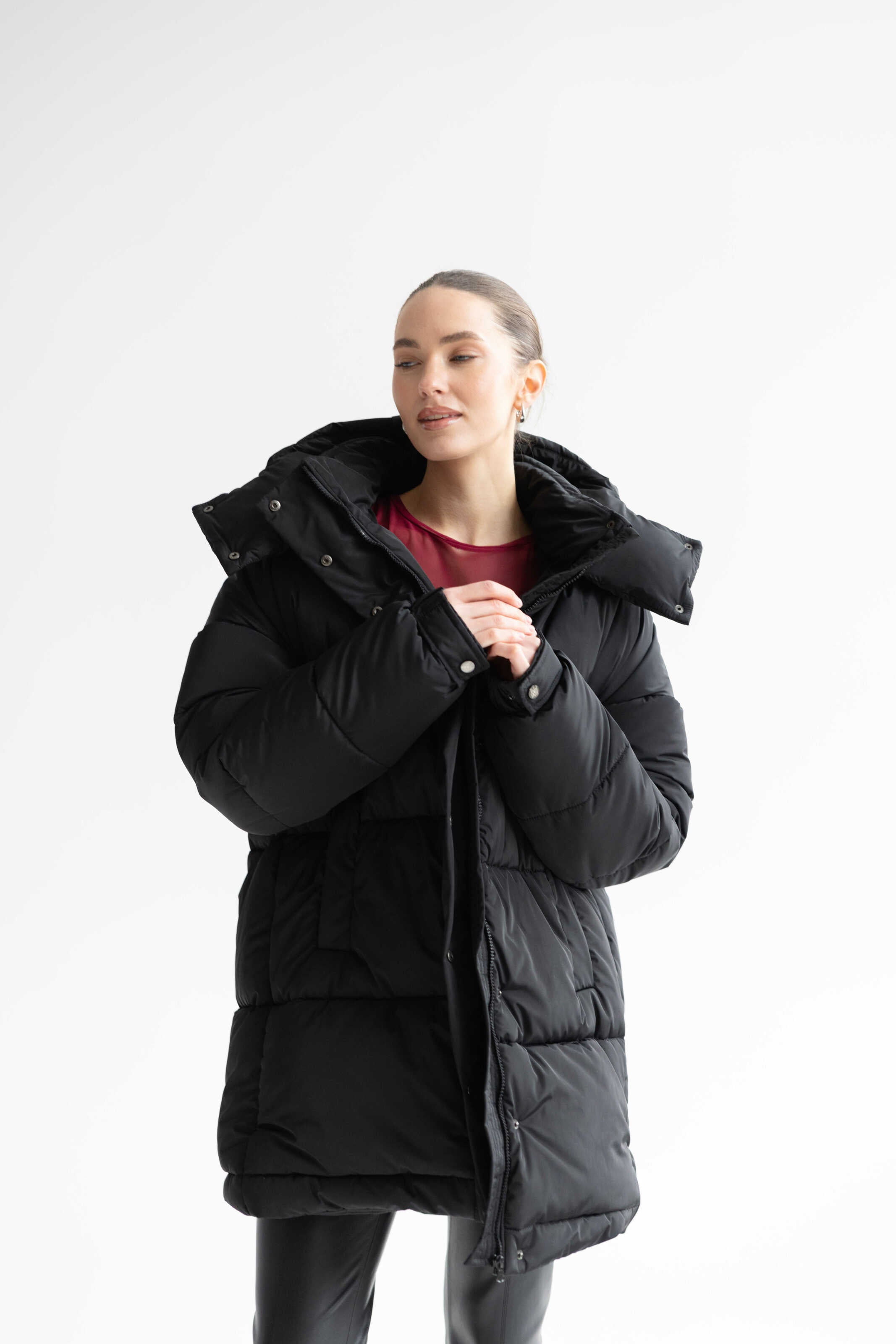 Long Oversized Puffer Jacket Black