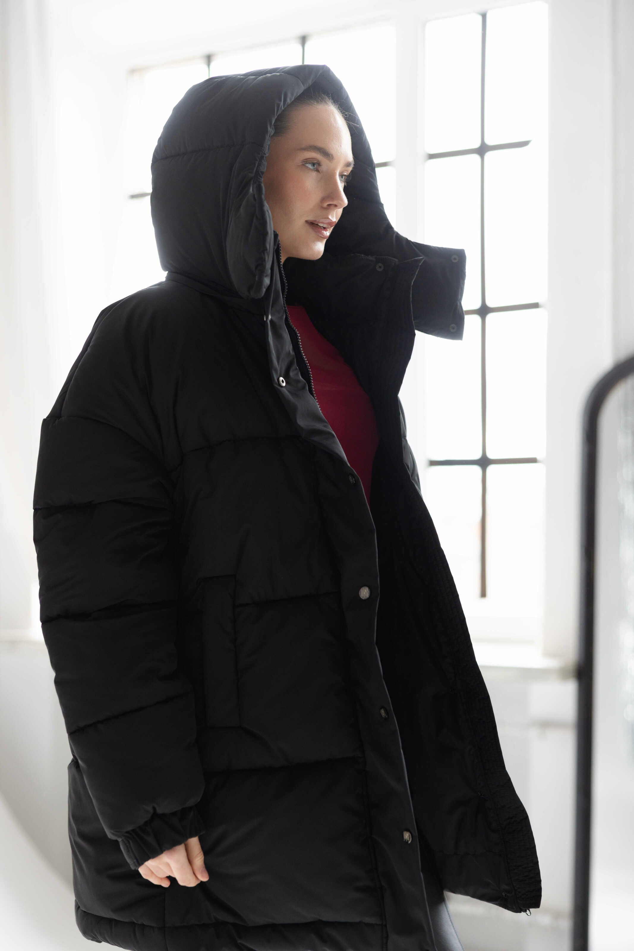 Long Oversized Puffer Jacket Black