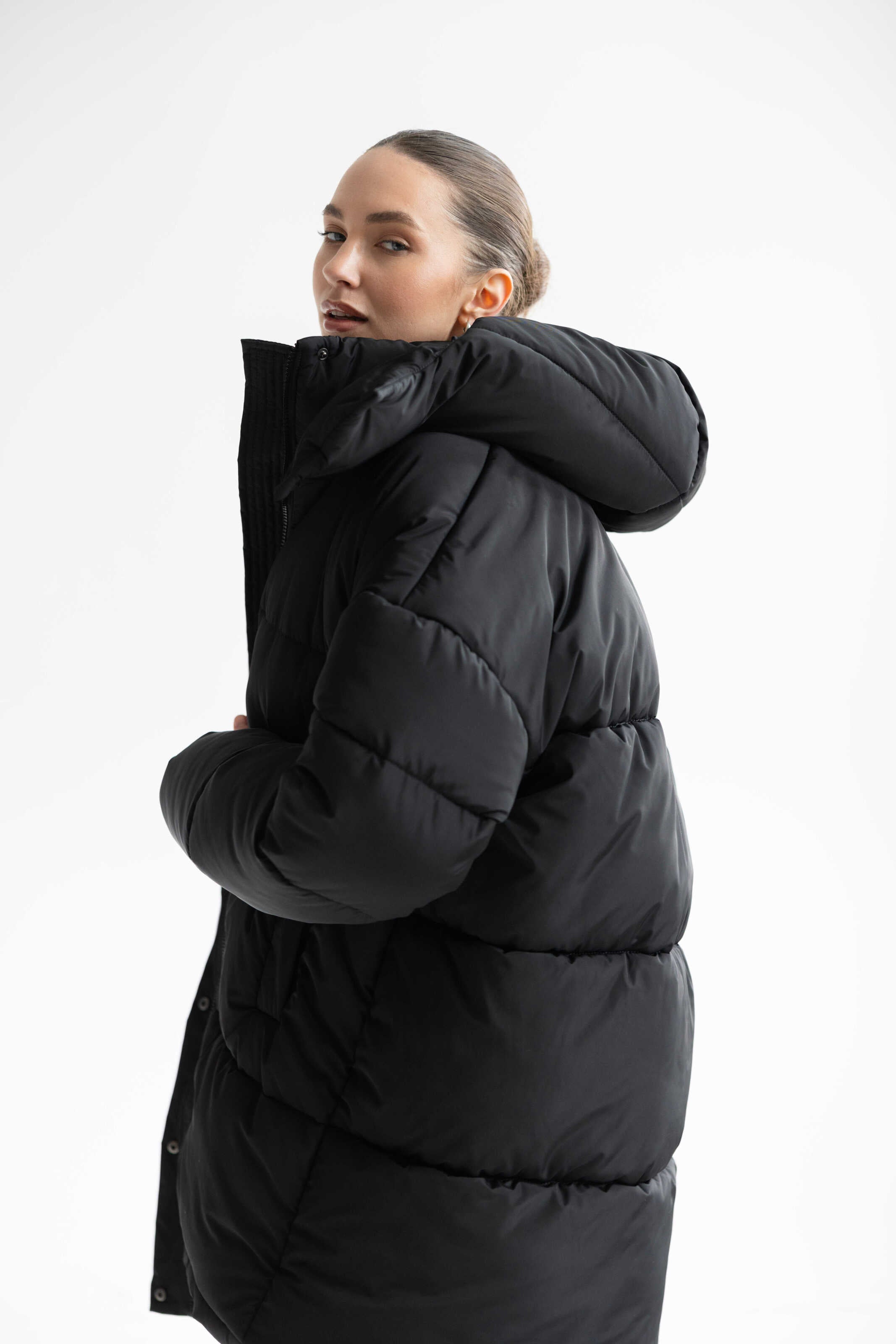 Long Oversized Puffer Jacket Black