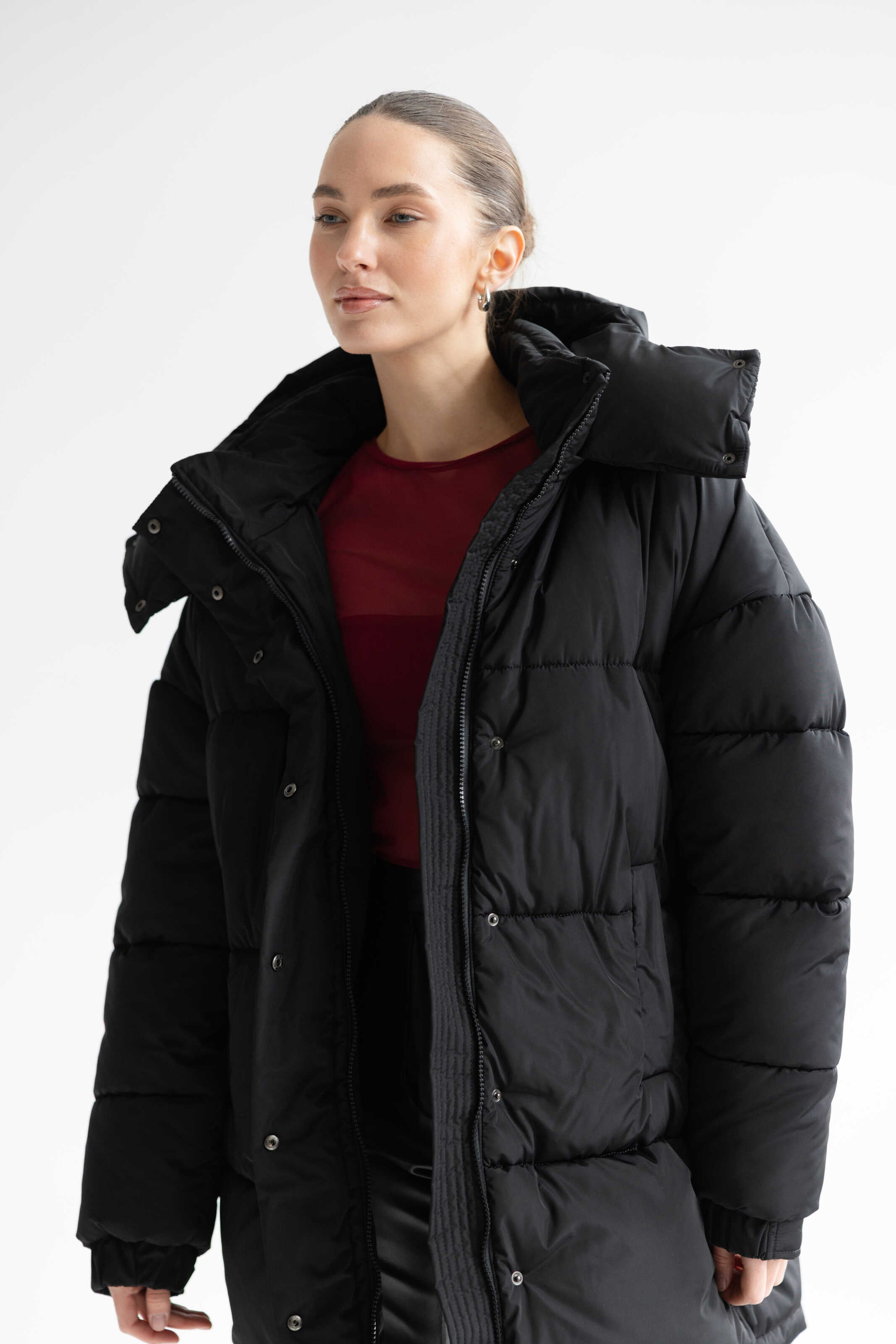 Long Oversized Puffer Jacket Black
