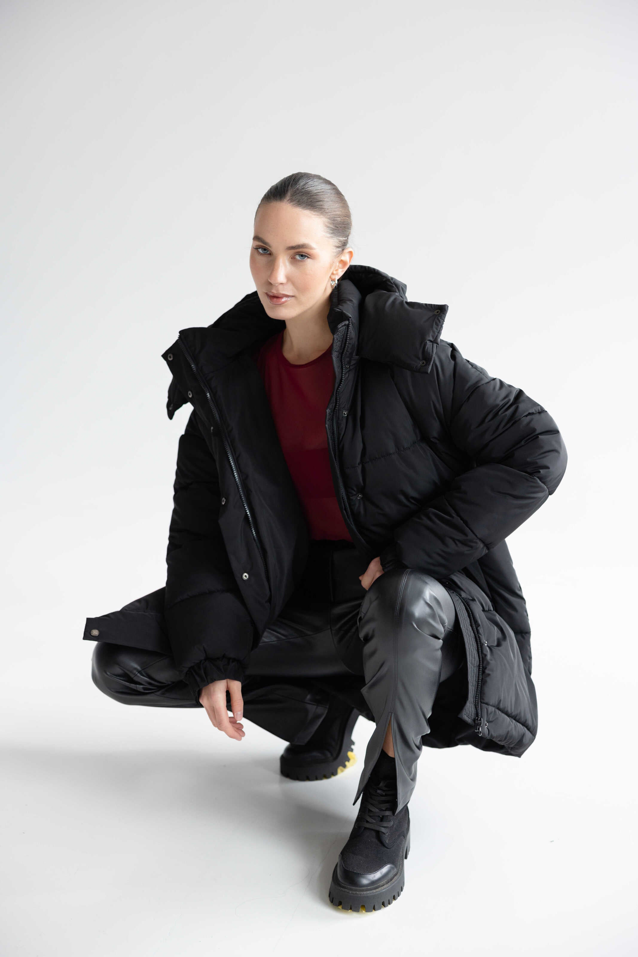 Long Oversized Puffer Jacket Black