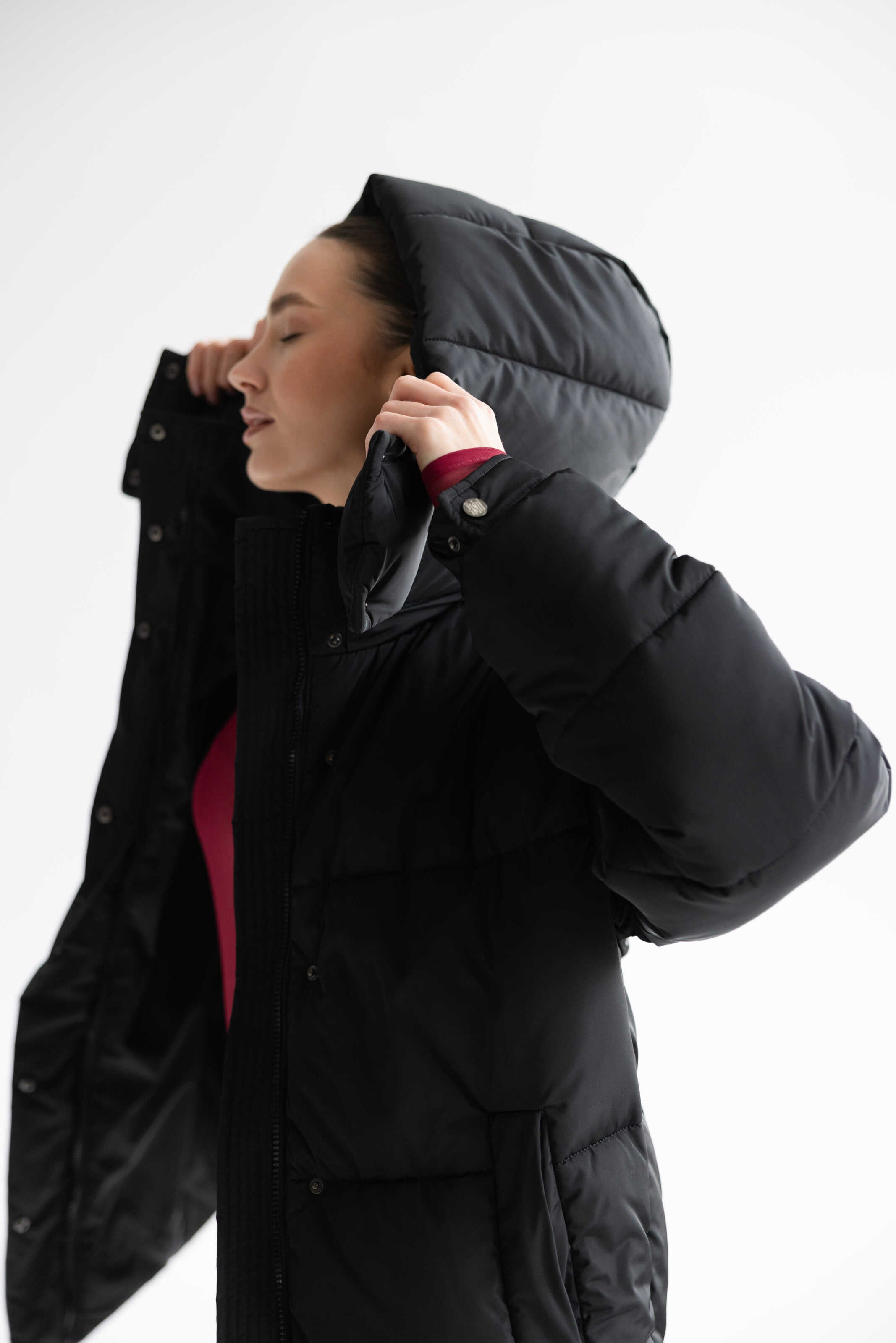 Long Oversized Puffer Jacket Black