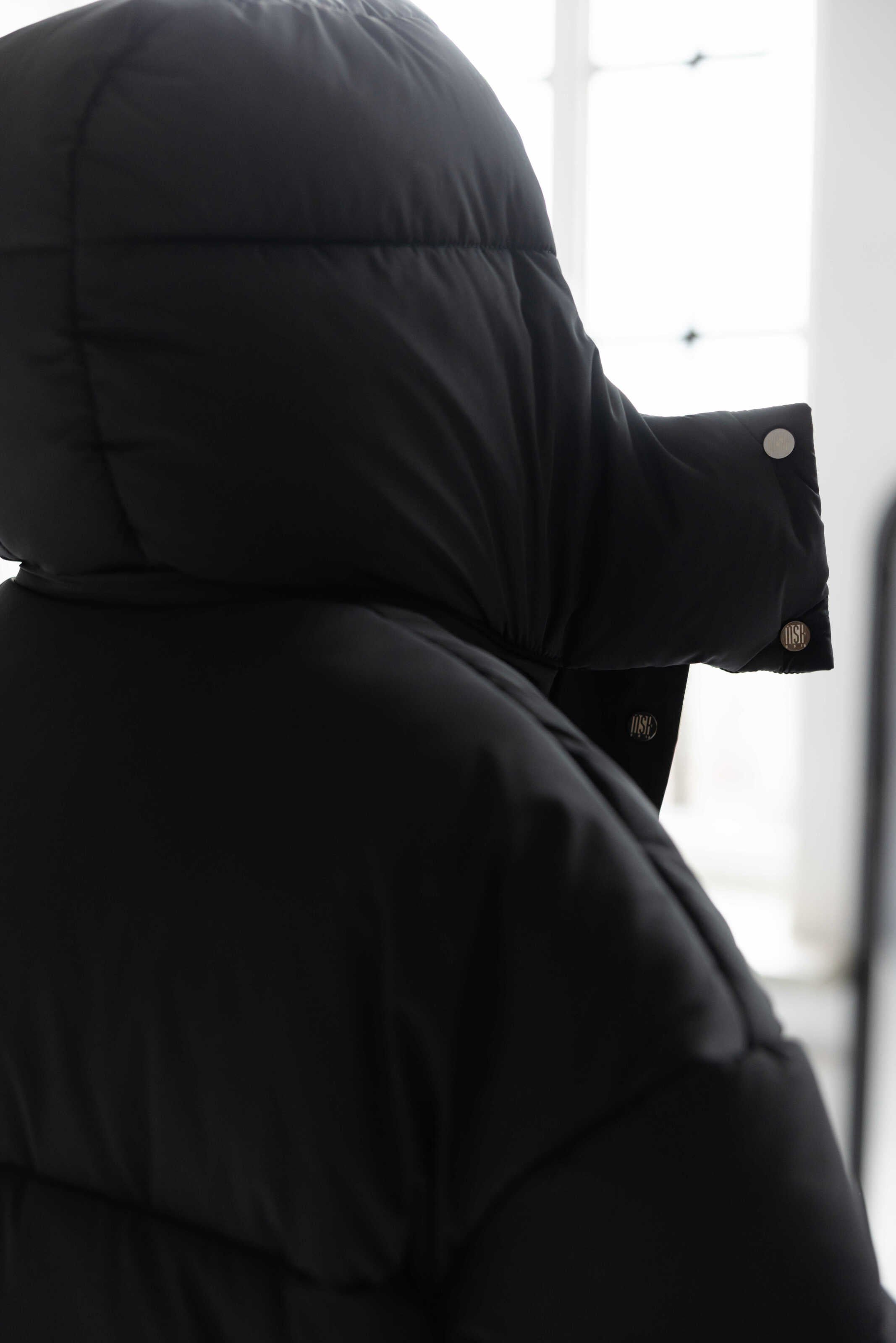 Long Oversized Puffer Jacket Black
