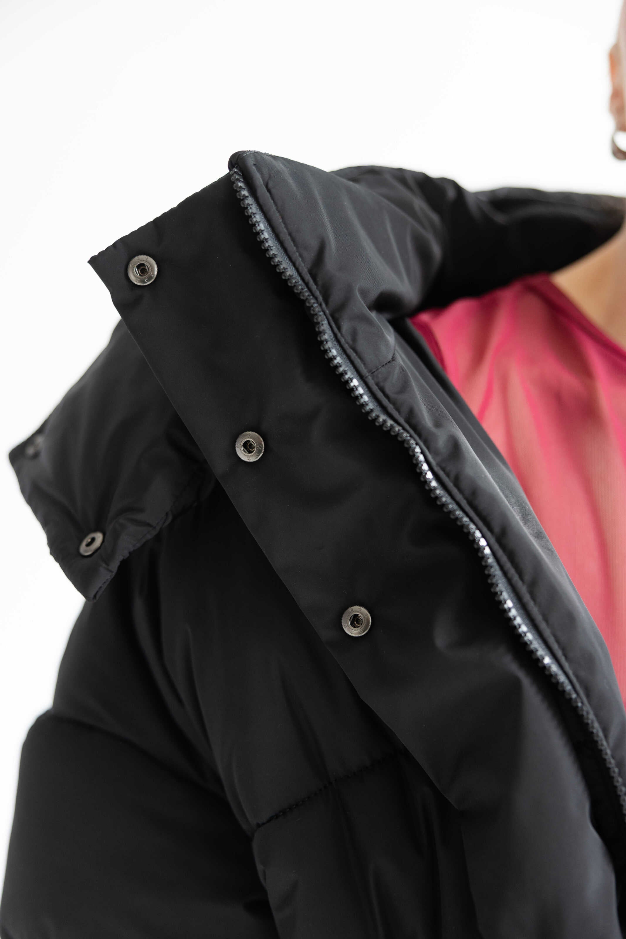 Long Oversized Puffer Jacket Black