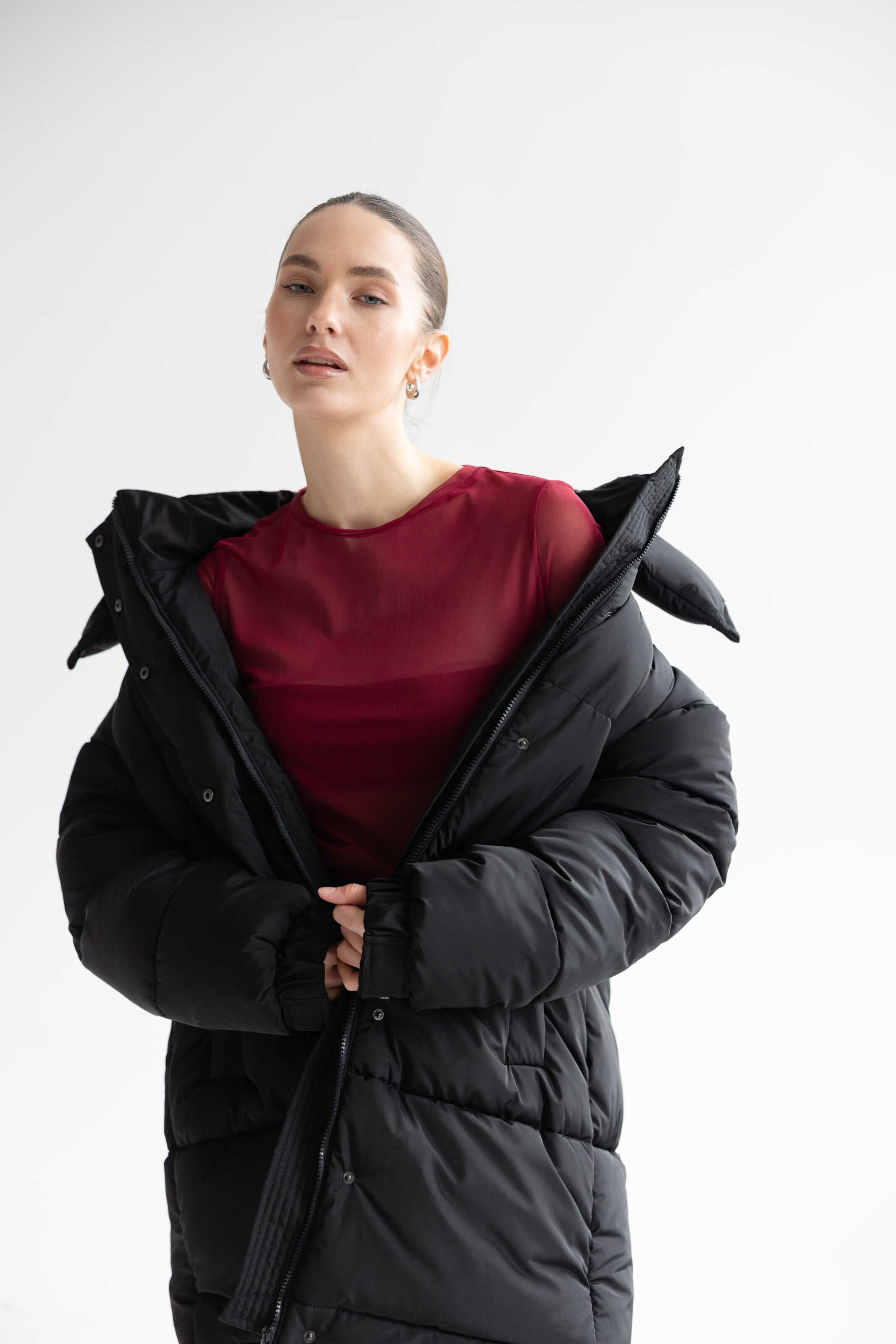 Long Oversized Puffer Jacket Black