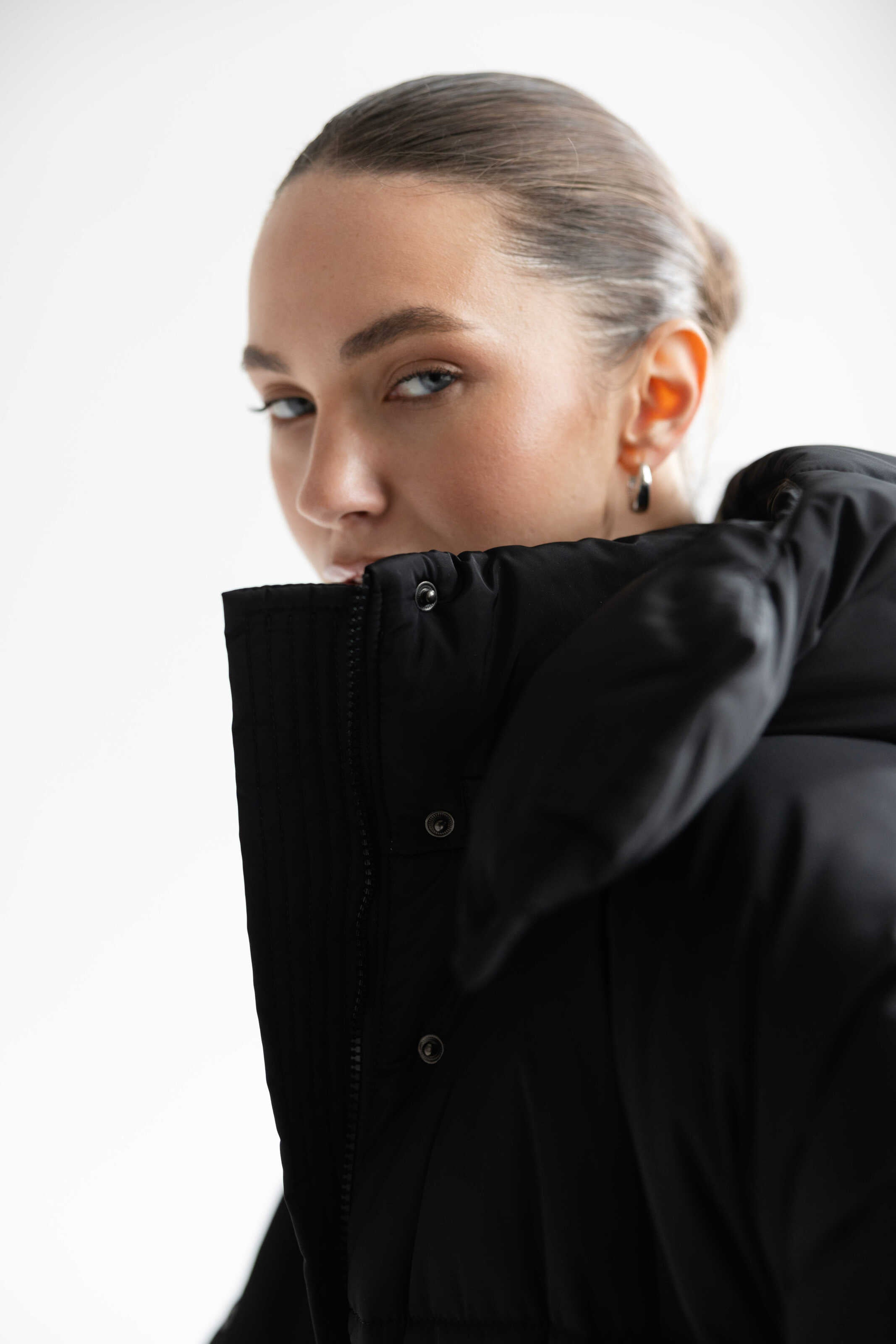 Long Oversized Puffer Jacket Black