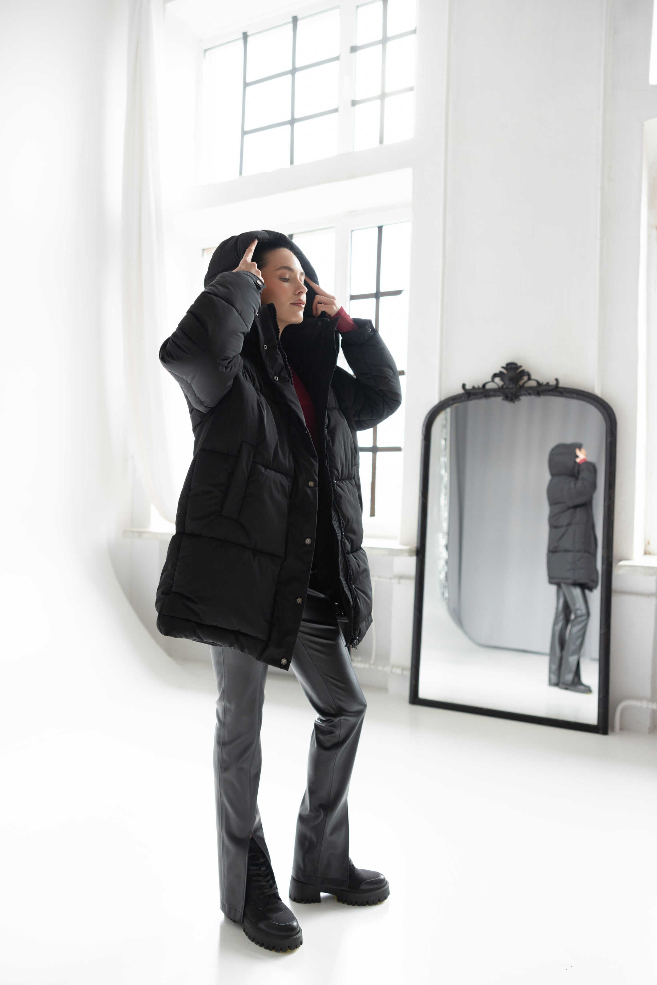 Long Oversized Puffer Jacket Black