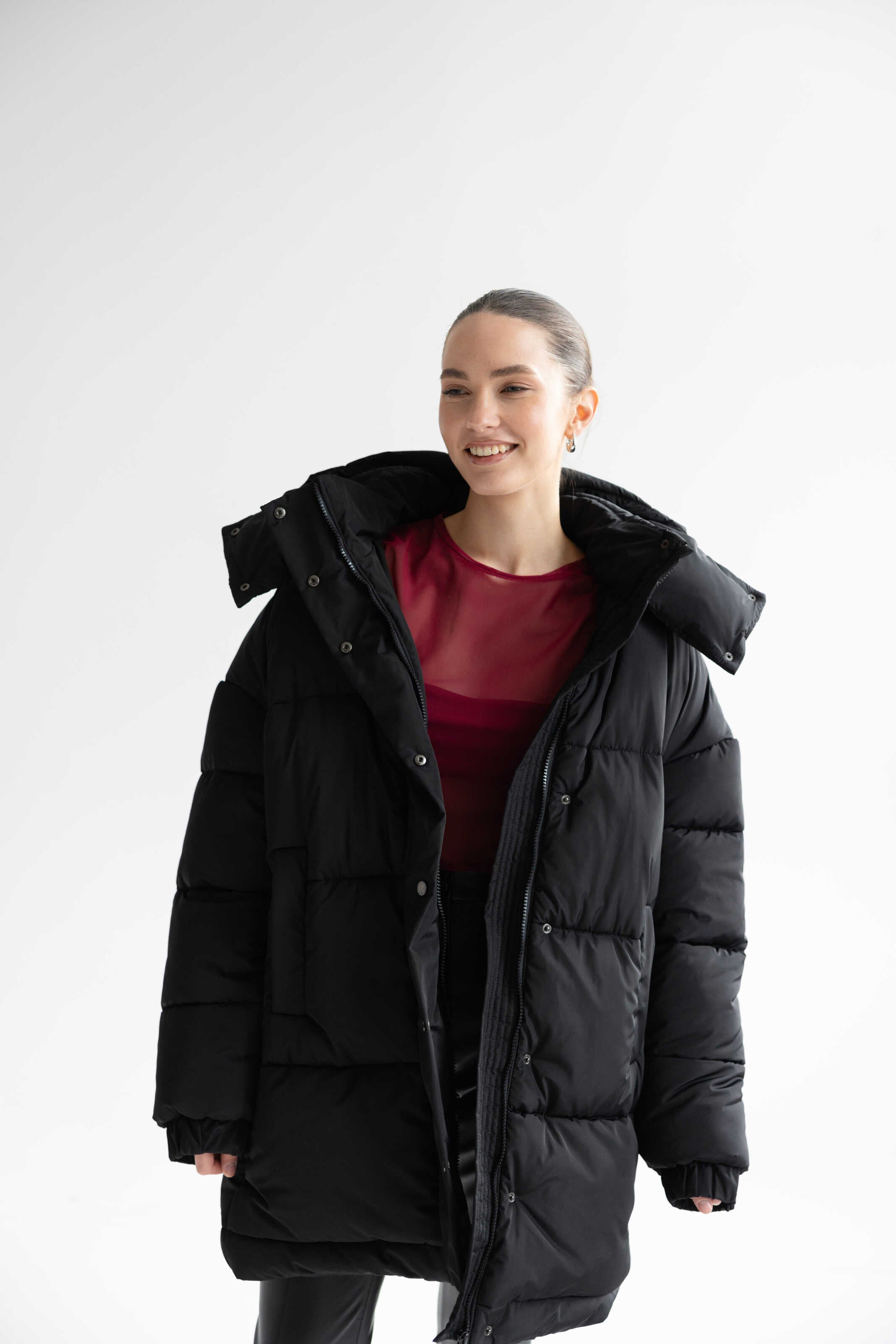 Long Oversized Puffer Jacket Black