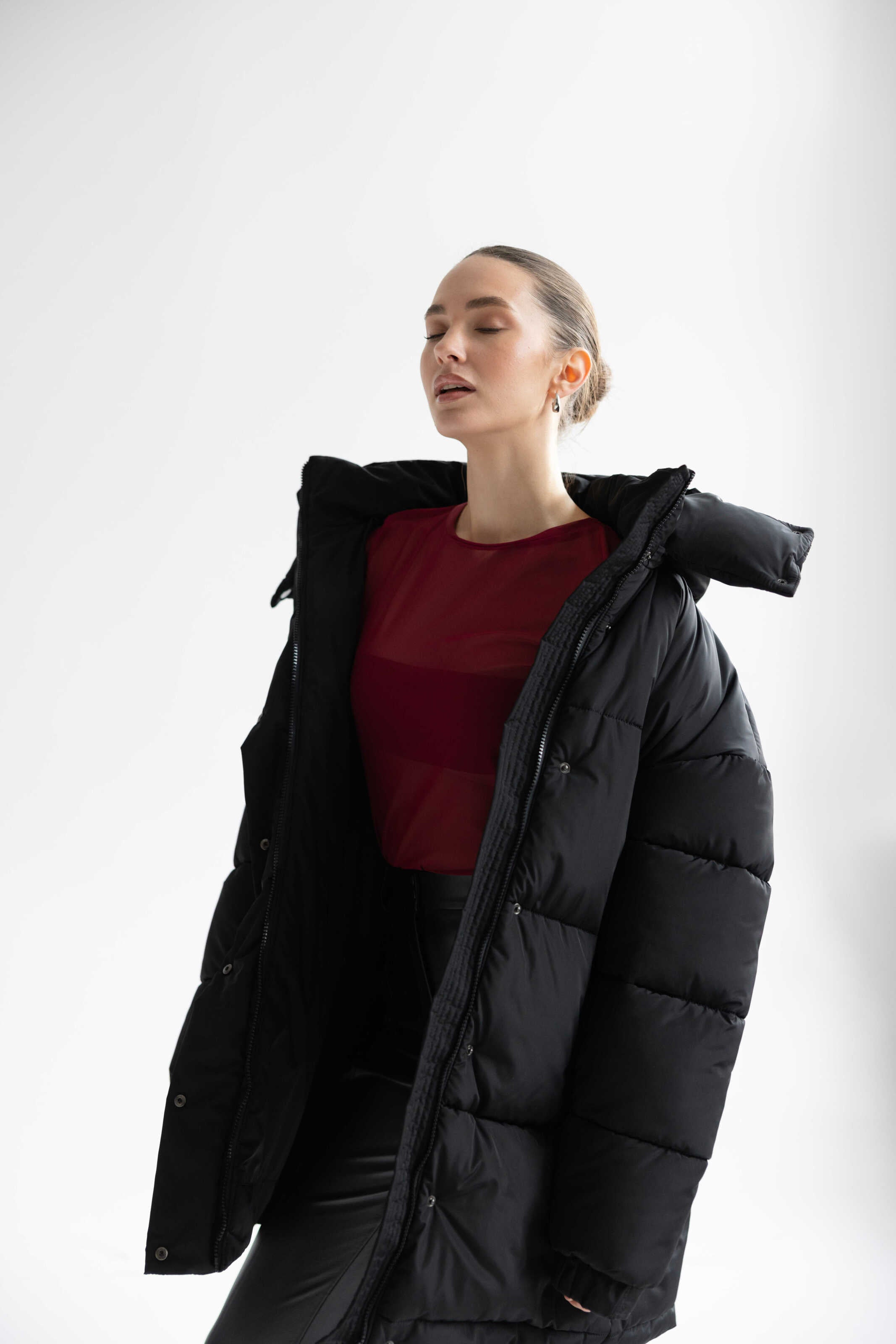Long Oversized Puffer Jacket Black