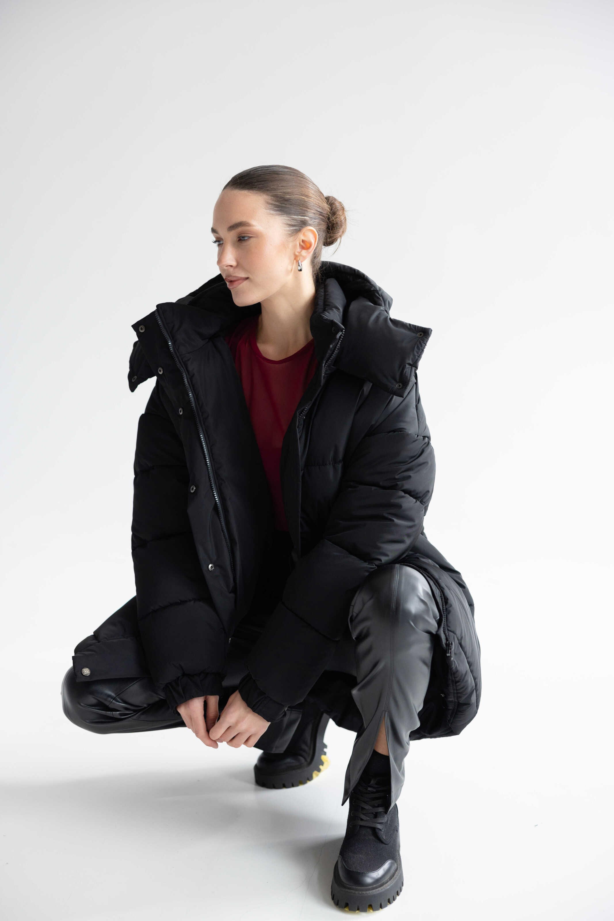 Long Oversized Puffer Jacket Black