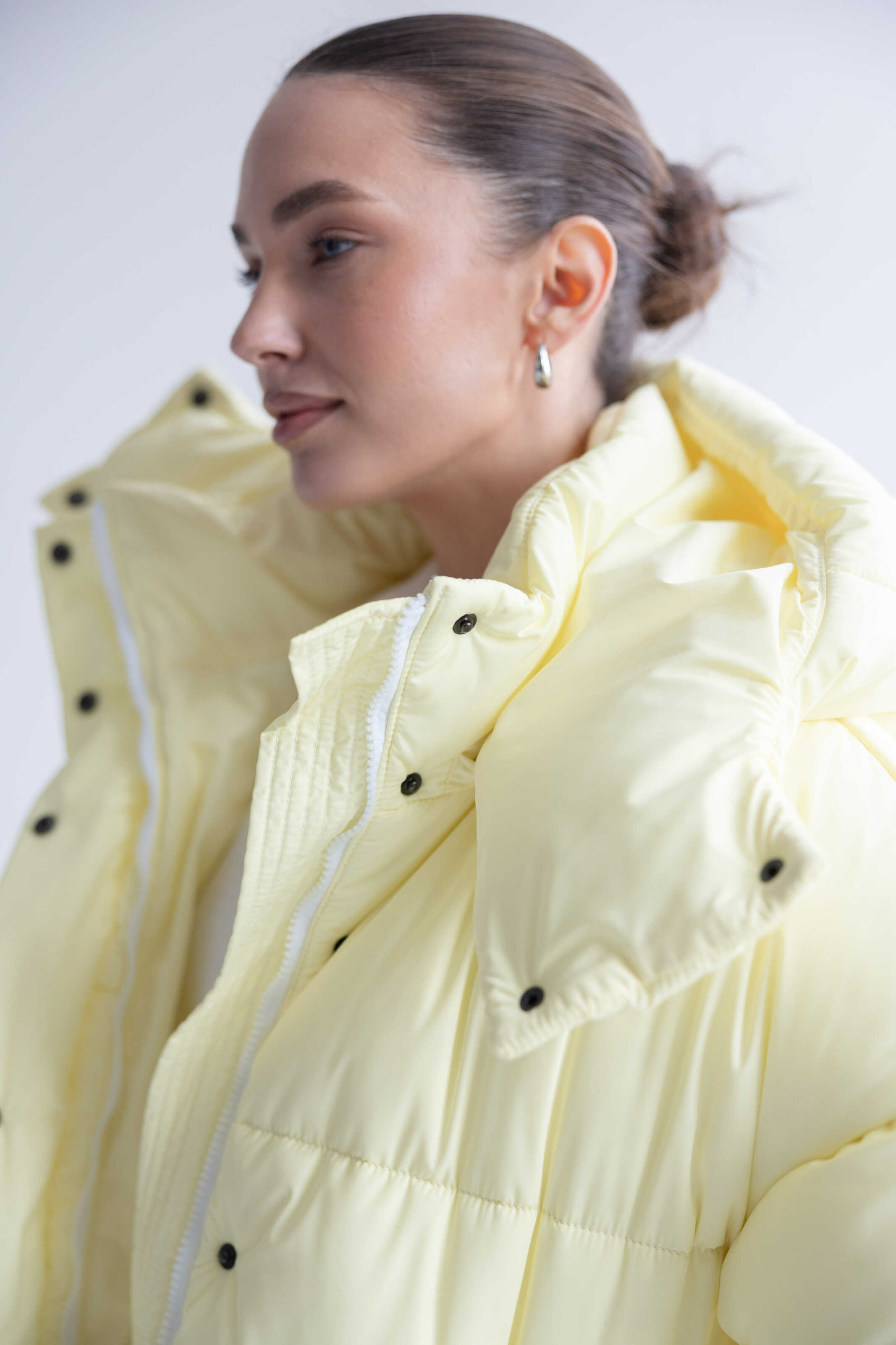Long Oversized Puffer Jacket Yellow