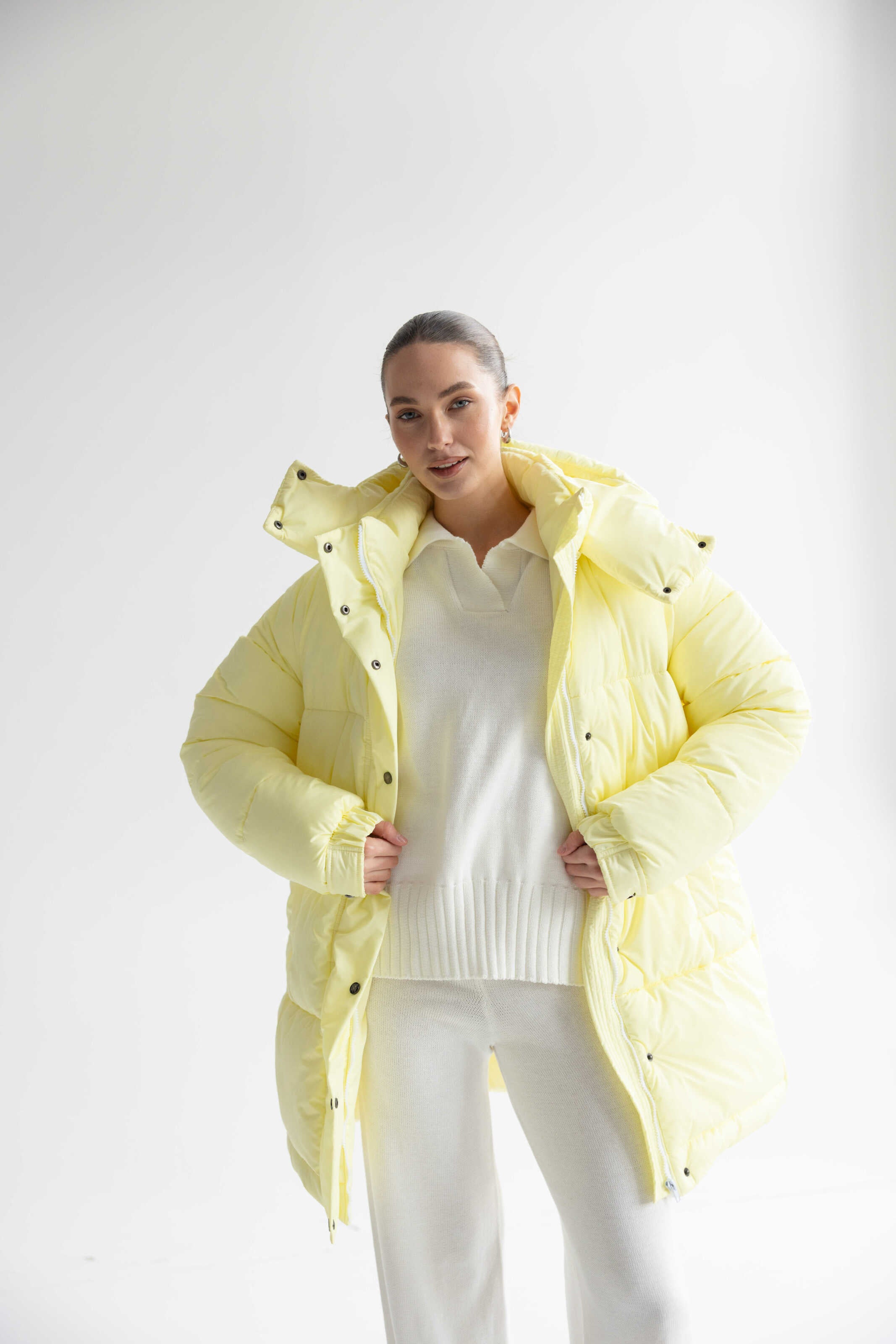 Long Oversized Puffer Jacket Yellow