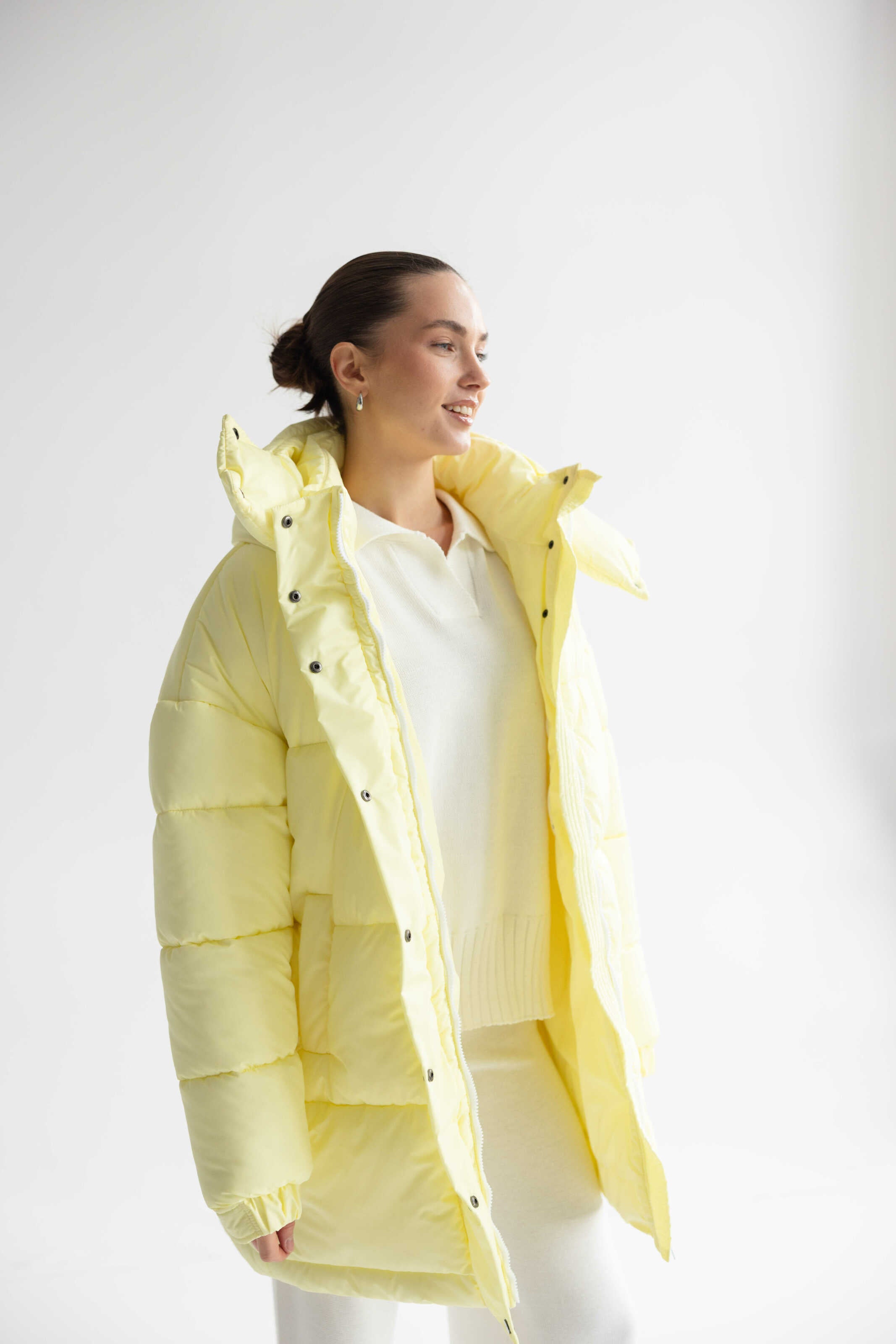 Long Oversized Puffer Jacket Yellow