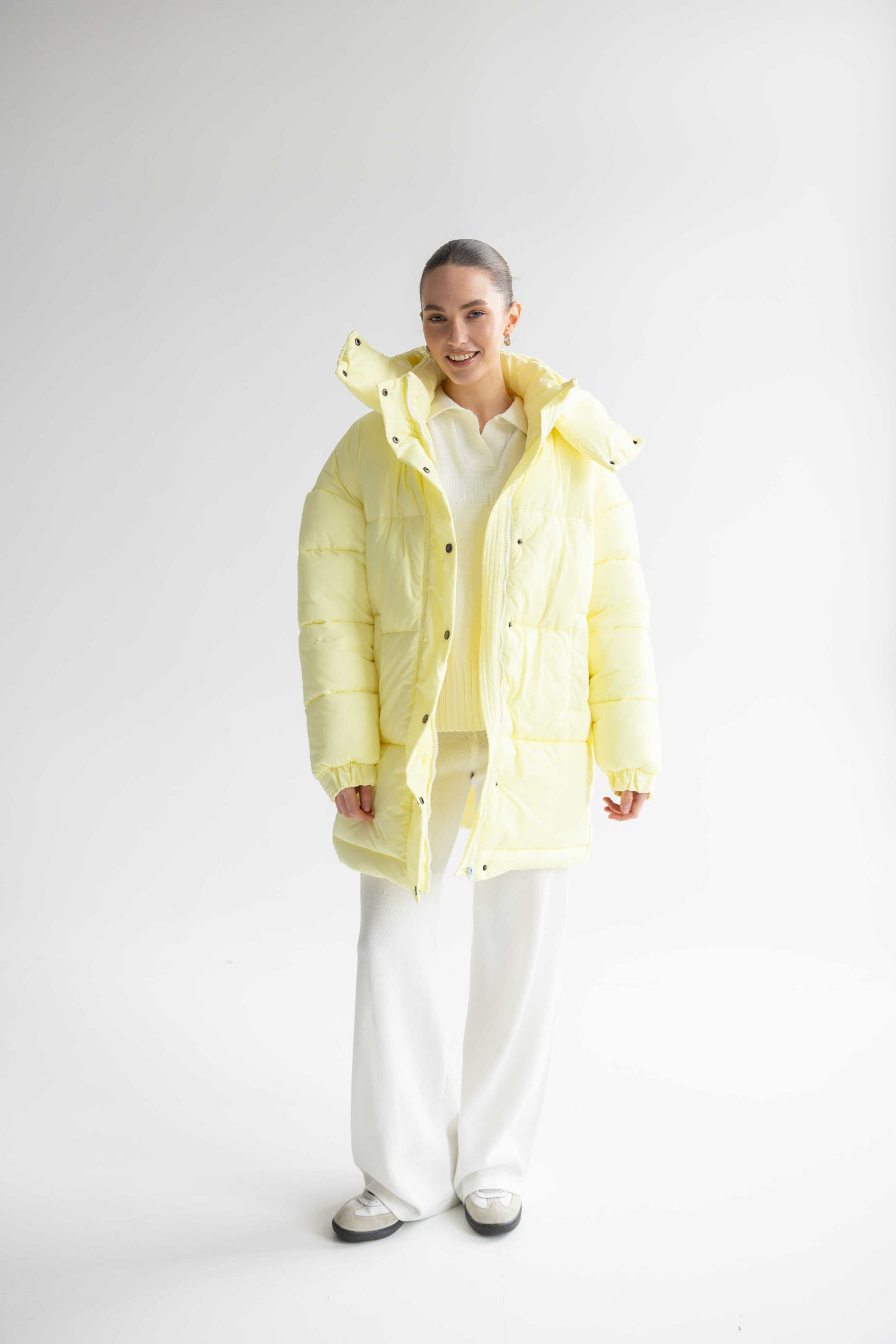 Long Oversized Puffer Jacket Yellow