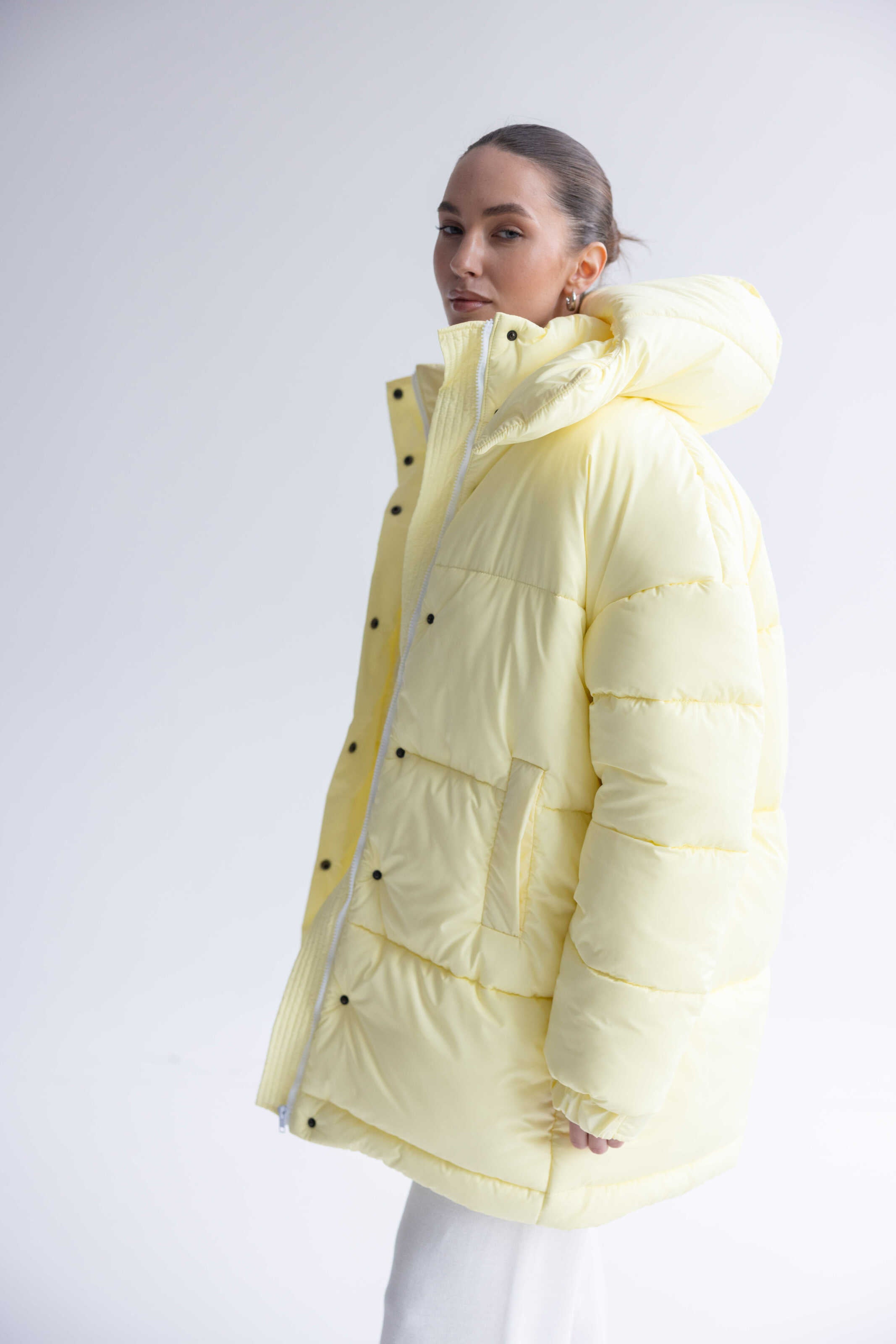Long Oversized Puffer Jacket Yellow