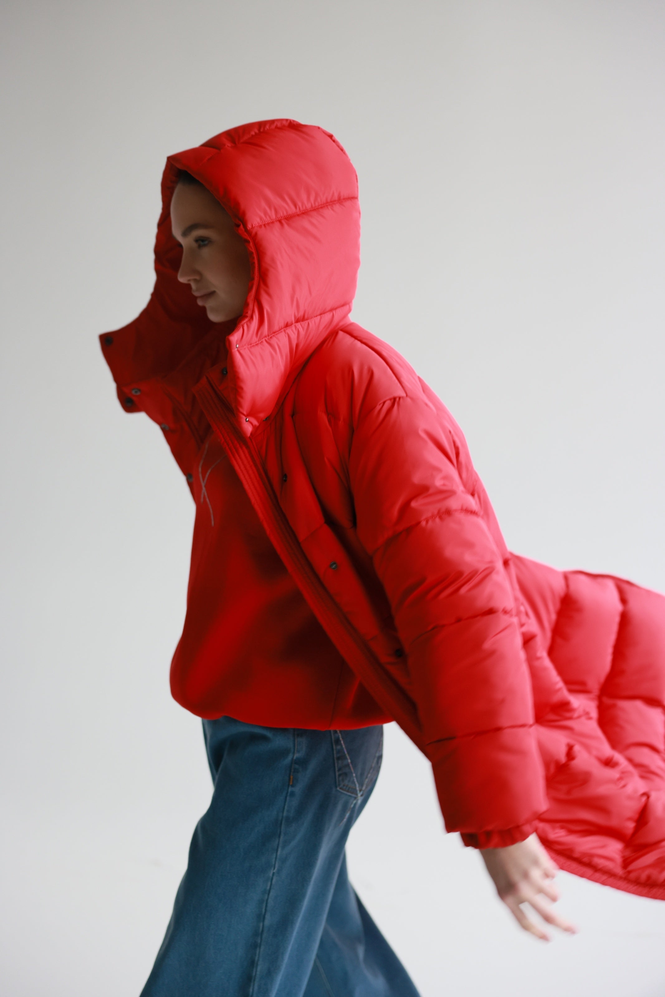 Oversized Maxi Puffer Jacket Red