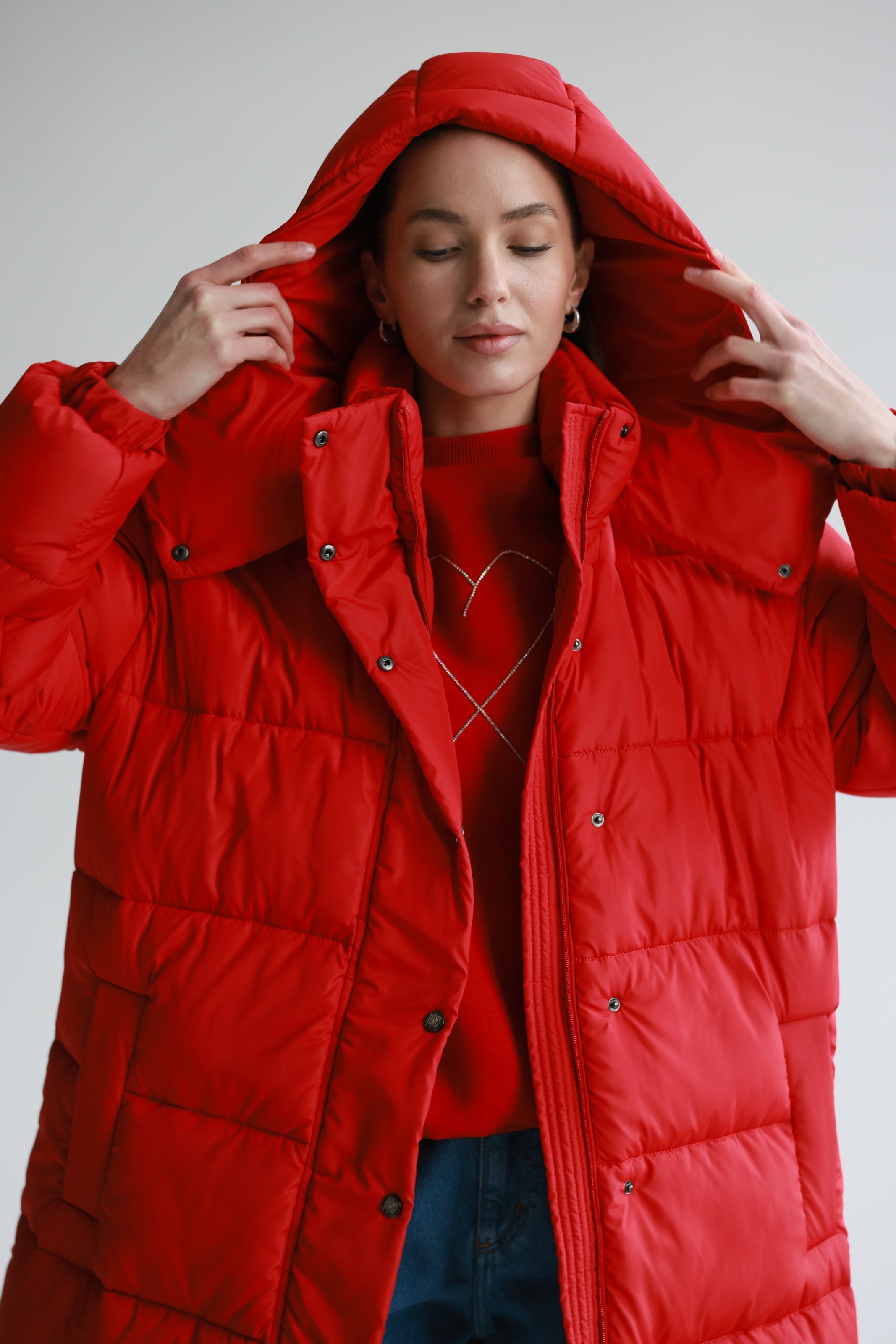 Oversized Maxi Puffer Jacket Red