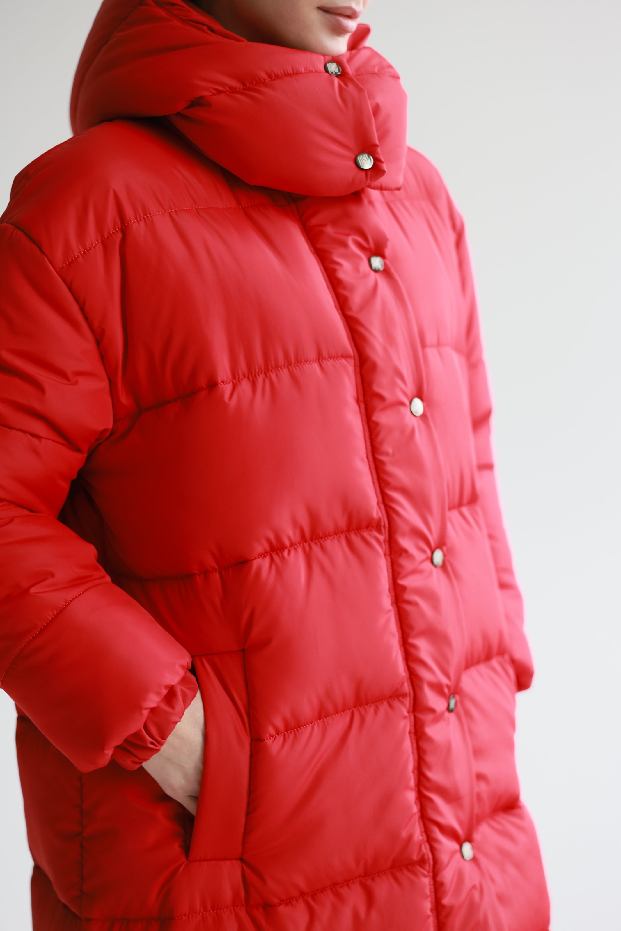 Oversized Maxi Puffer Jacket Red
